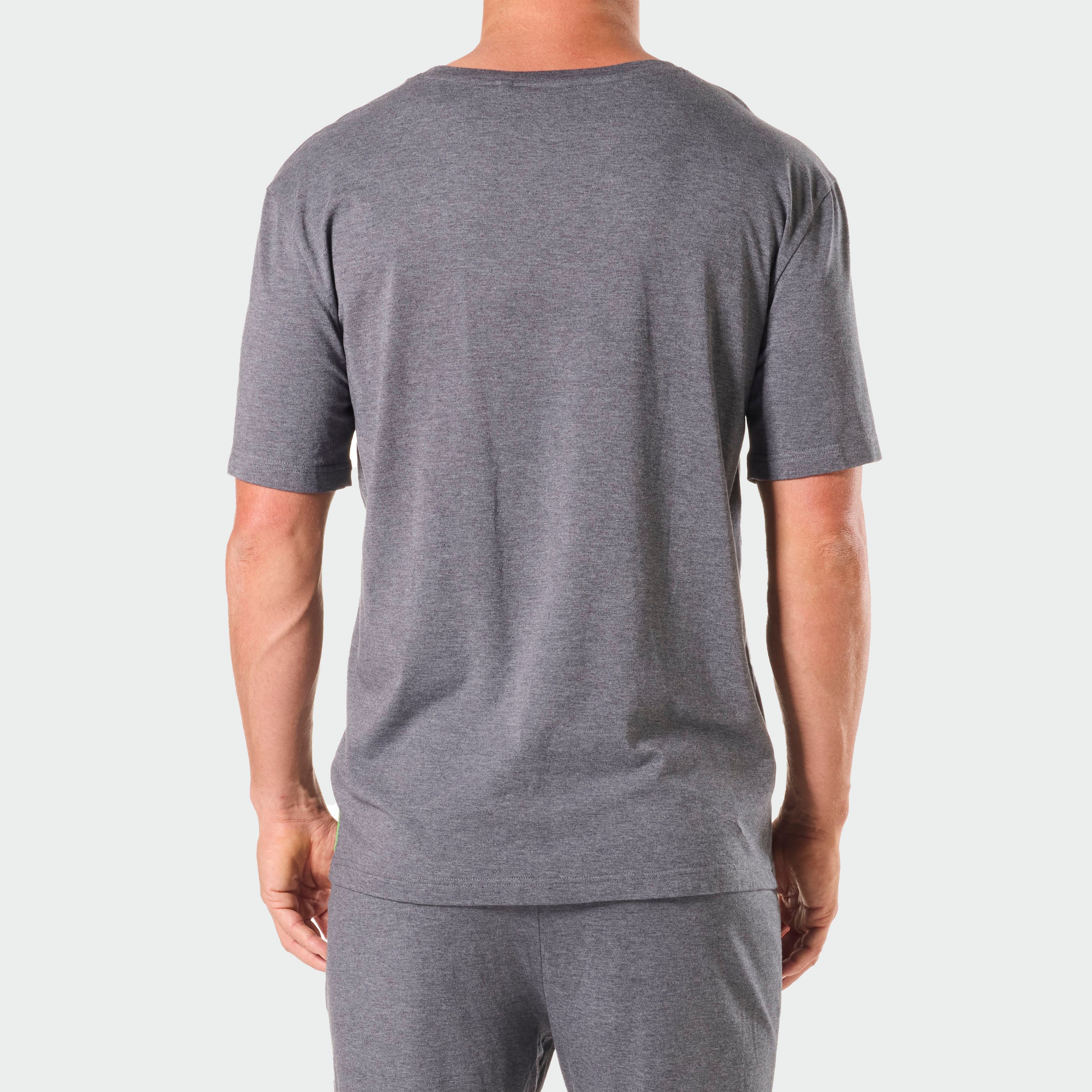 Men's Soft Bamboo Crew Neck Sleep Tee - Breathable & Comfortable Sleepwear for Nightwear, Lounging & Travel - Grey Marle
