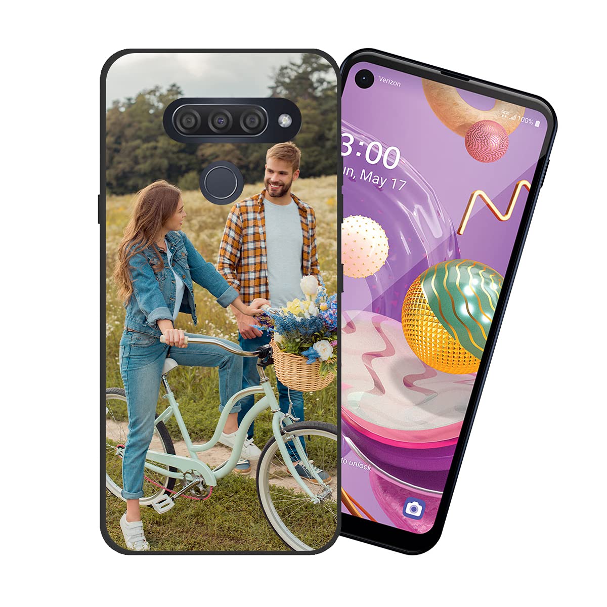Customized LG Q70 Photo Case - Personalized Picture Shockproof Silicone Cover with Soft Candy Design | Perfect Christmas Birthday Thanksgiving Gift | Protective Phone Case for Daily Use, Travel & Special Occasions (Black)