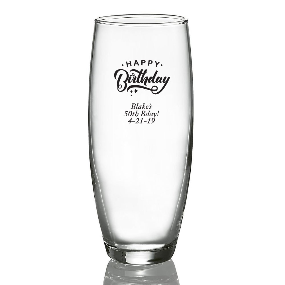 Personalized Black Stemless Champagne Glasses - 72 Pack for Birthday Parties, Weddings, Anniversaries & Celebrations - Custom Color Printed Drinkware for Toasts & Special Events