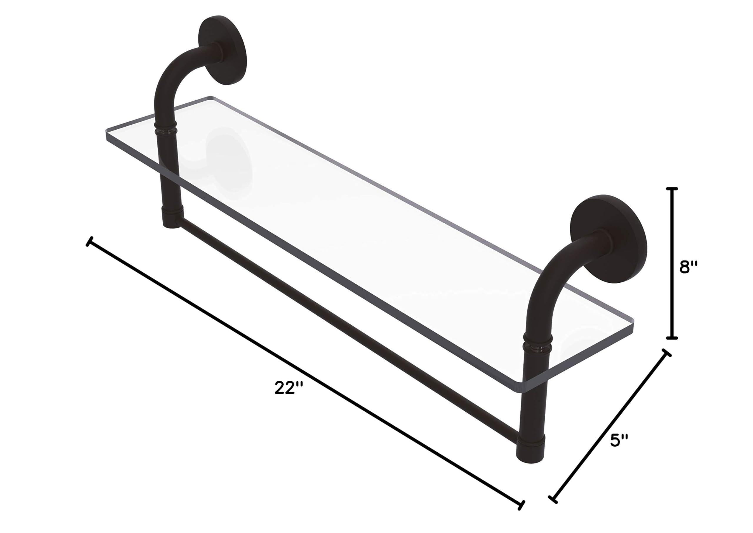 Allied Brass RM-1-22TB Remi Collection 22 Inch Bathroom Vanity with Integrated Towel Bar & Glass Shelf in Oil Rubbed Bronze - Perfect for Modern Bathroom Organization & Luxury Home Decor