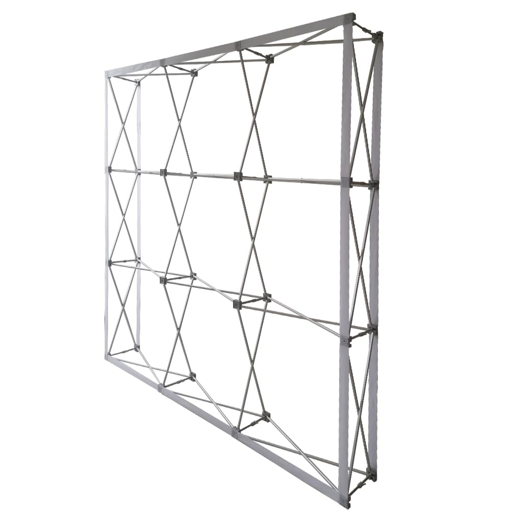 8'x8' Portable Aluminum Pop Up Display Stand - Lightweight Tension Fabric Backdrop Booth Frame for Trade Shows, Events & Exhibitions - Collapsible with Carrying Bag (Stand Only) | Perfect for Outdoor Markets, Retail Displays & Brand Promotions