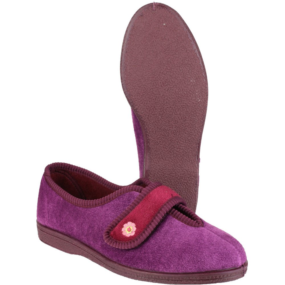 Mirak Andrea Women's Red Easy Fasten Slippers - Size 5 UK (US Women's 7) - Comfortable House Shoes for Indoor & Outdoor Use - Perfect for Relaxing at Home, Quick Errands or Travel