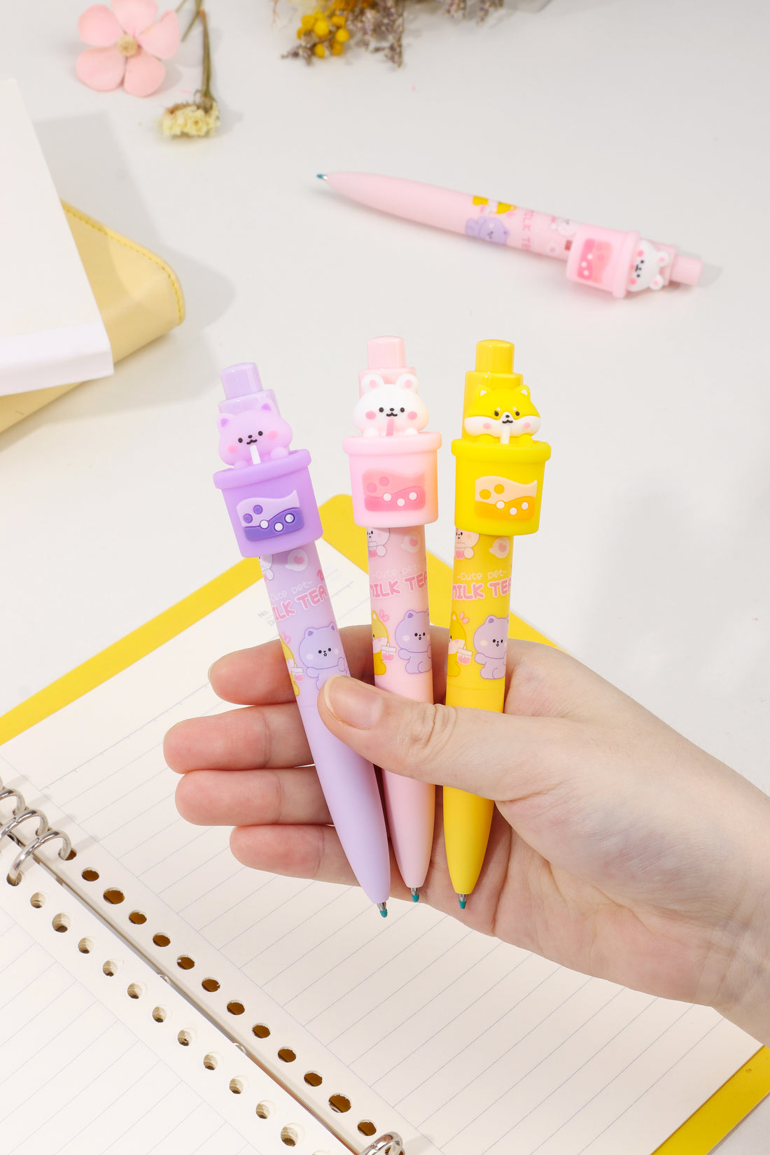 Boba Pet Retractable Gel Pen - Cute Kawaii Cat & Dog Design, Smooth Writing for School, Office & Journaling - Perfect Gift for Students & Stationery Lovers