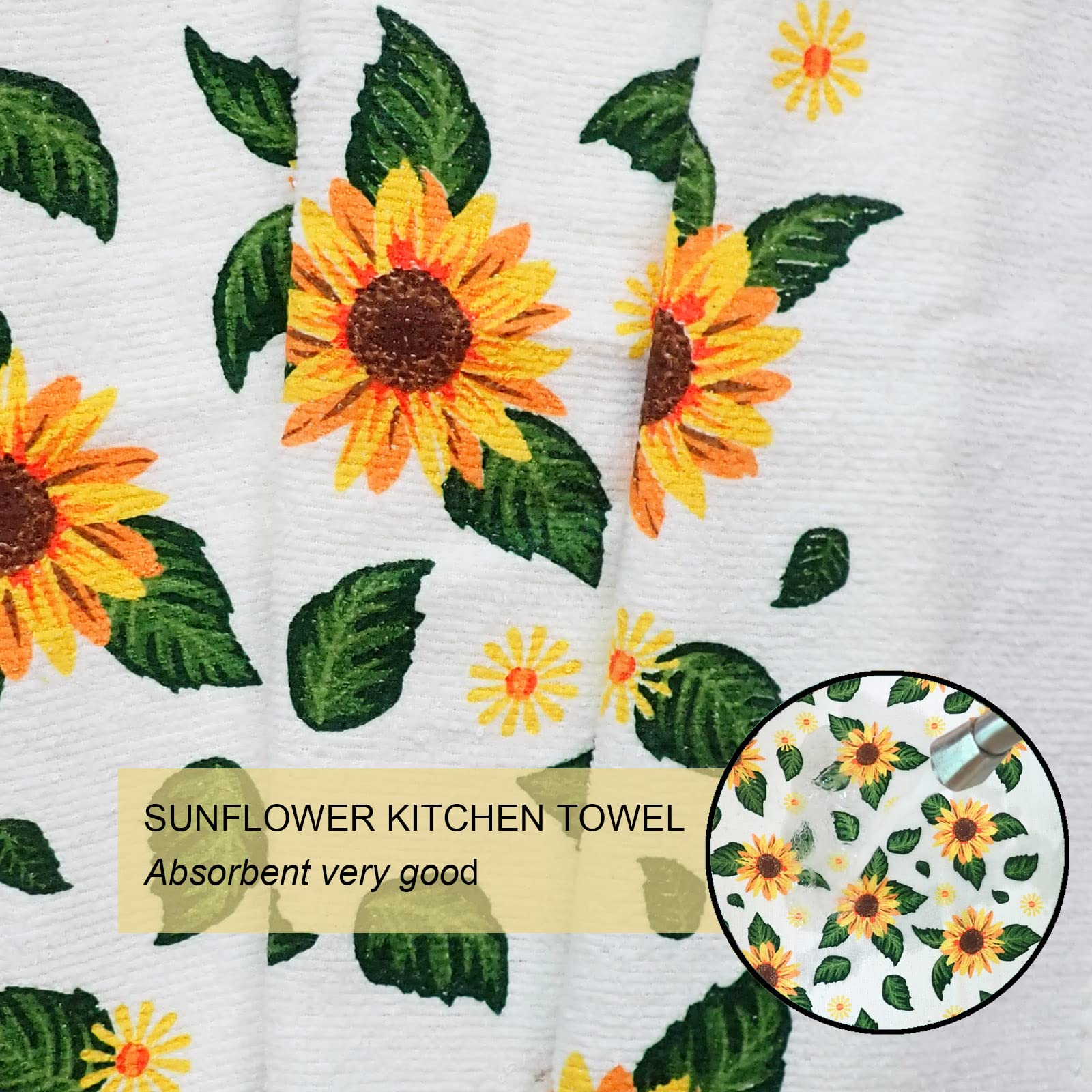 Heat Resistant Oven Mitts and Potholders Set - 100% Cotton Kitchen Accessories for Baking, Cooking & Gifting (5-Piece Sunflower Design) - Perfect for Holiday Meals, BBQ Grilling & Home Kitchen Use