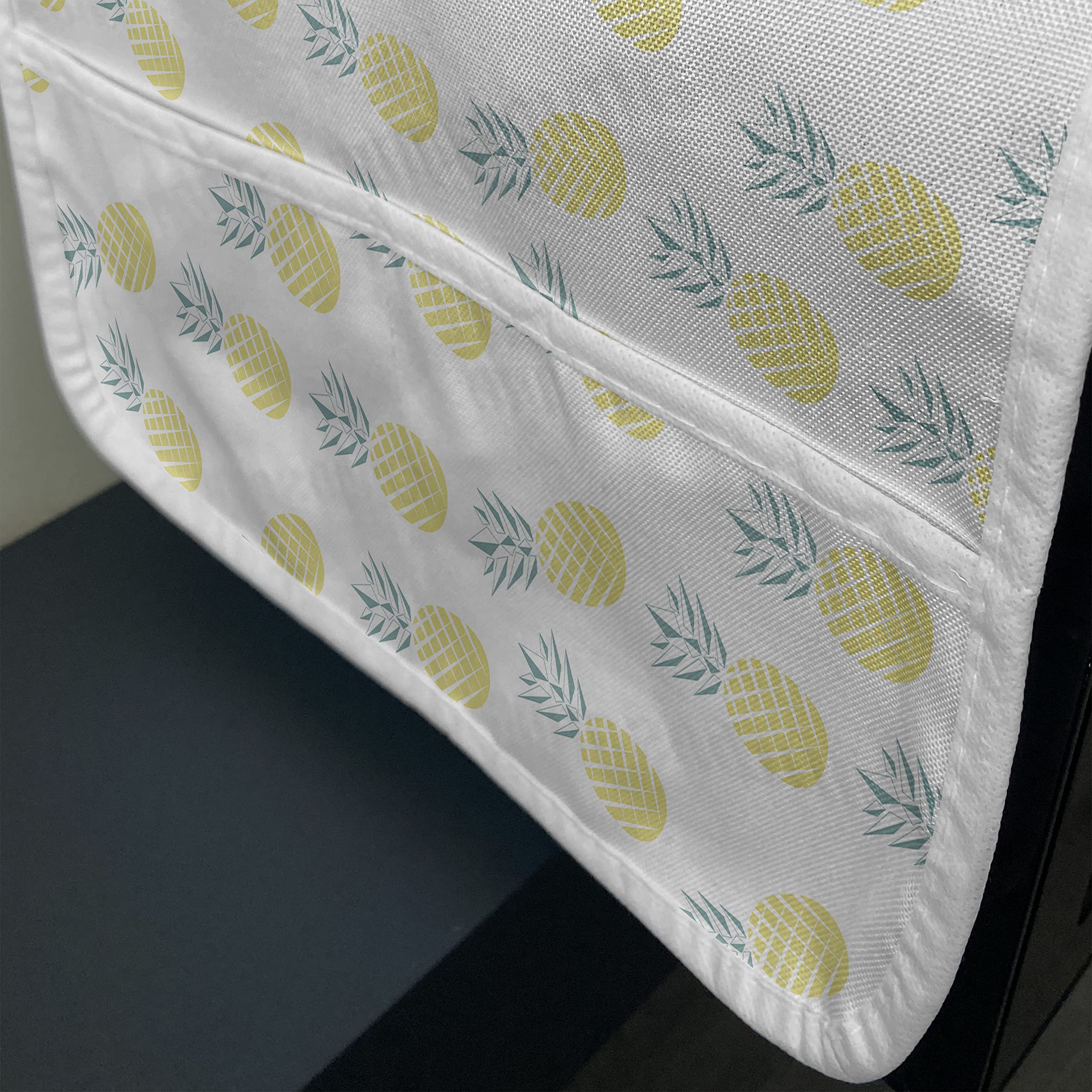 Ambesonne Exotic Pineapple Rhombus Pattern Microwave Cover | Water-Resistant Hawaiian Fruit Kitchen Organizer with Pockets | 36