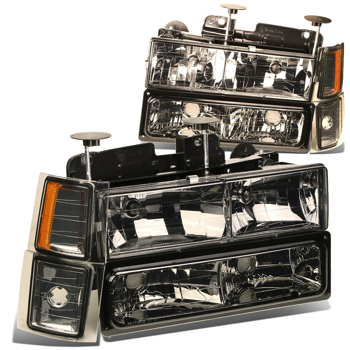 Auto Dynasty Headlights for 1994-1998 Chevy C10 Silverado - 8Pcs Halogen Kit with Smoked Lens - Perfect for Off-Road & Night Driving