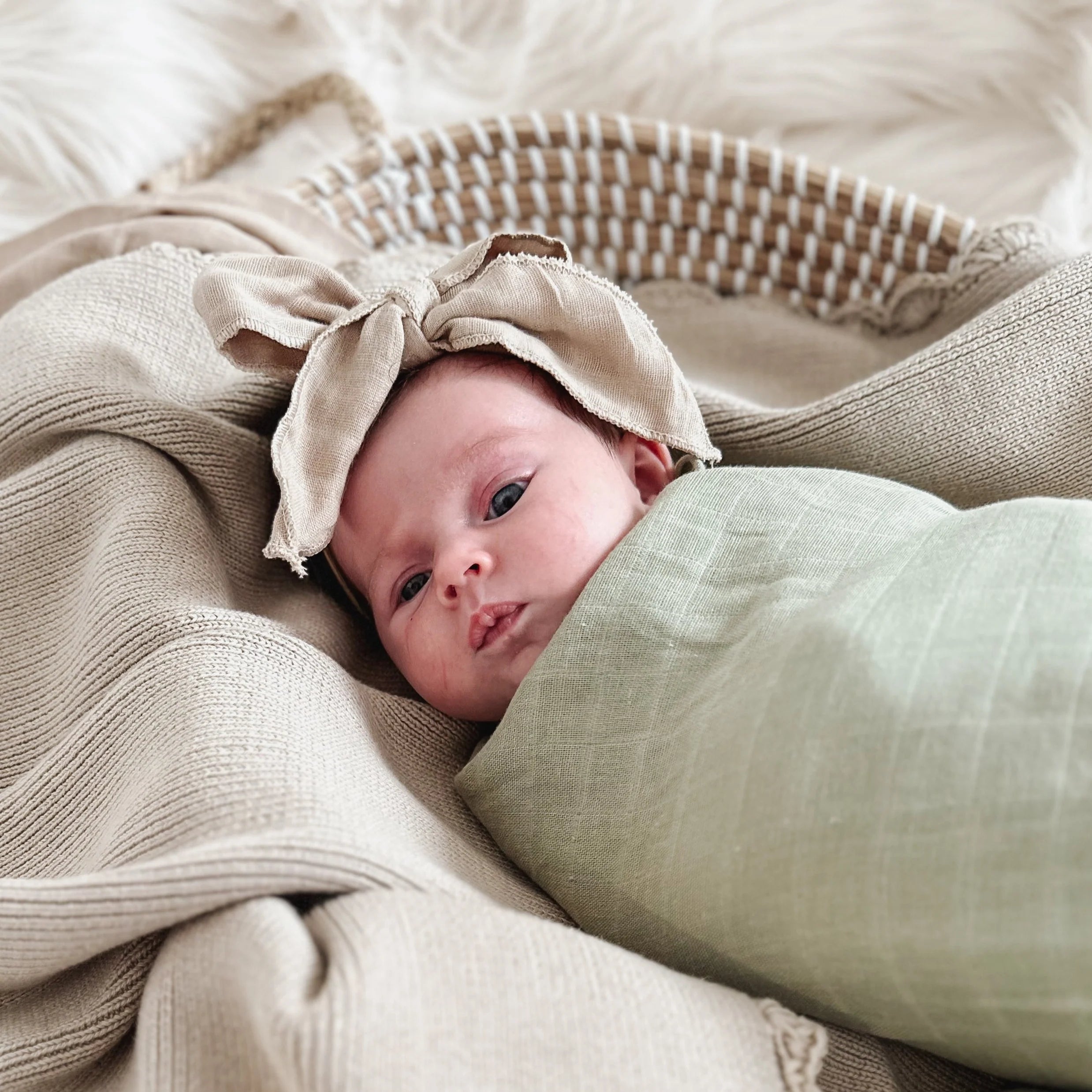 Pop Ya Tot Muslin Top Knot Headband for Babies - Soft & Breathable Hair Accessory for Newborns, Infants & Toddlers - Perfect for Everyday Wear, Photo Shoots & Special Occasions