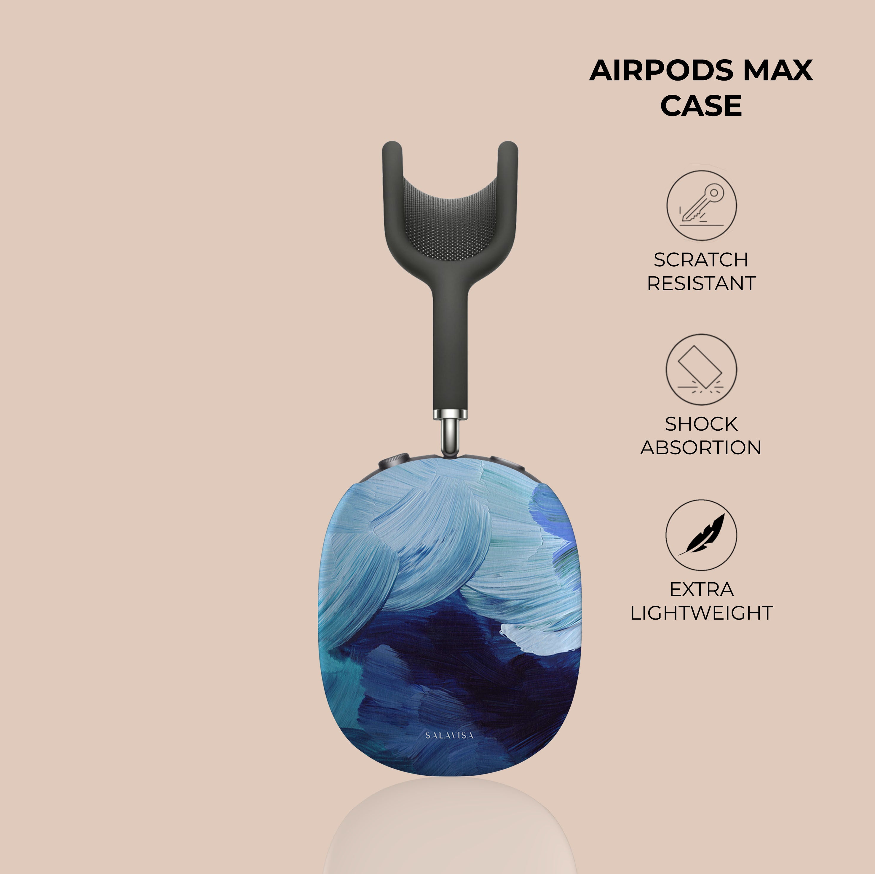 Premium Blue Paint AirPods Max Protective Case - Durable Cover for Apple AirPods Max Headphones - Perfect for Travel, Gym & Daily Use