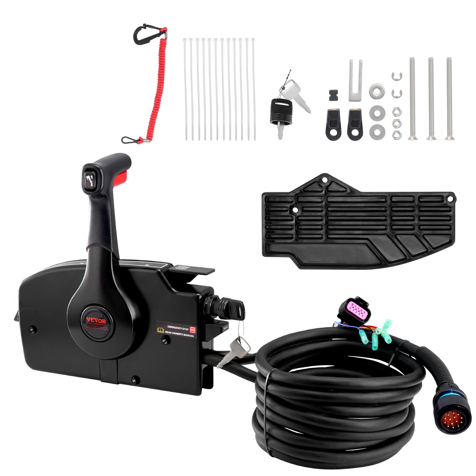 Mercury Outboard Remote Control Single Lever Binnacle 881170A13 - Side Mounted Boat Throttle Control with Key Switch & Safety Lanyard | Perfect for Marine Boating, Fishing & Water Sports
