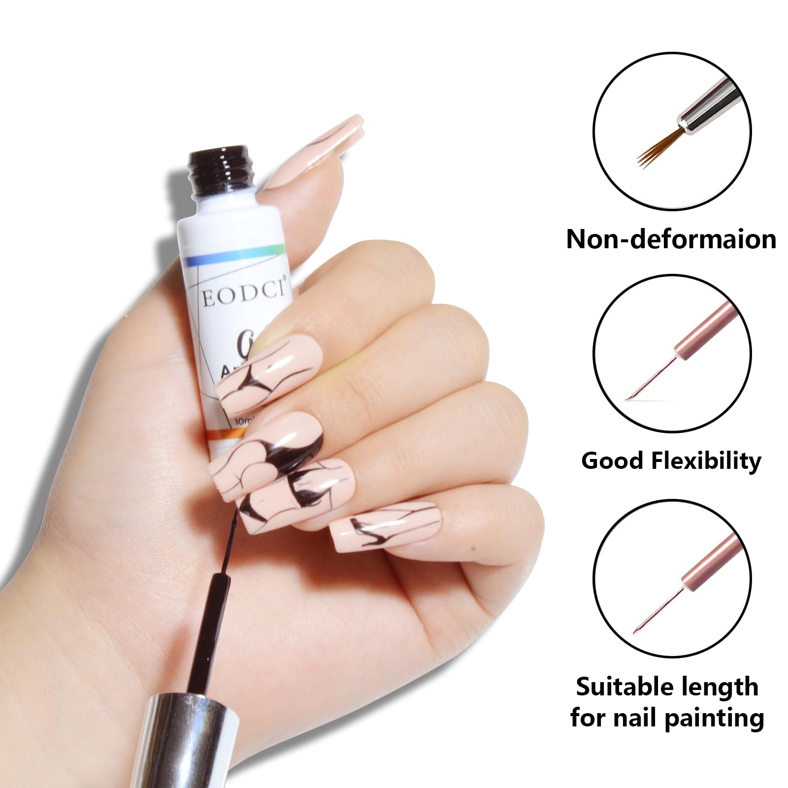 10ML Gel Nail Polish Liner Set - Black & White Colors for Nail Art, Swirl Designs | UV Soak Off Gel Paint with Thin Brush | Perfect for DIY Manicures, Salon Use & Gifts for Women
