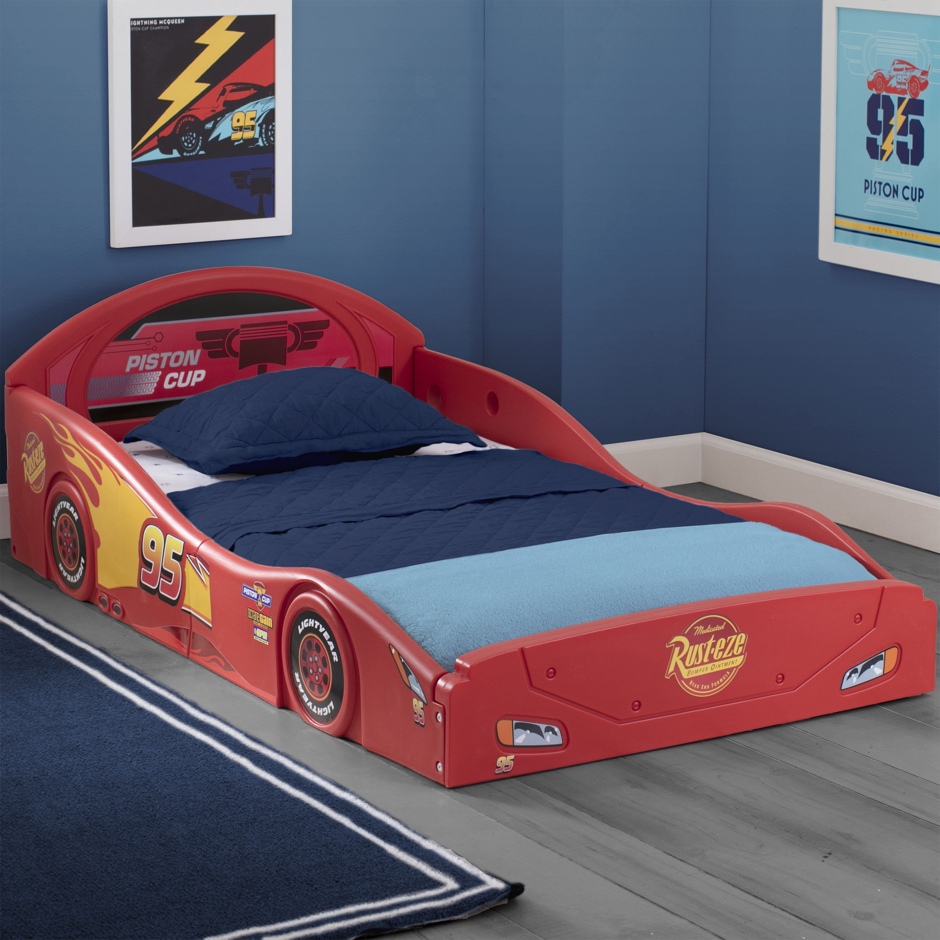 Disney Pixar Cars Lightning McQueen Toddler Bed - Soft Plastic Sleep & Play Bed for Kids - Perfect for Bedrooms, Playrooms & Themed Kids' Rooms