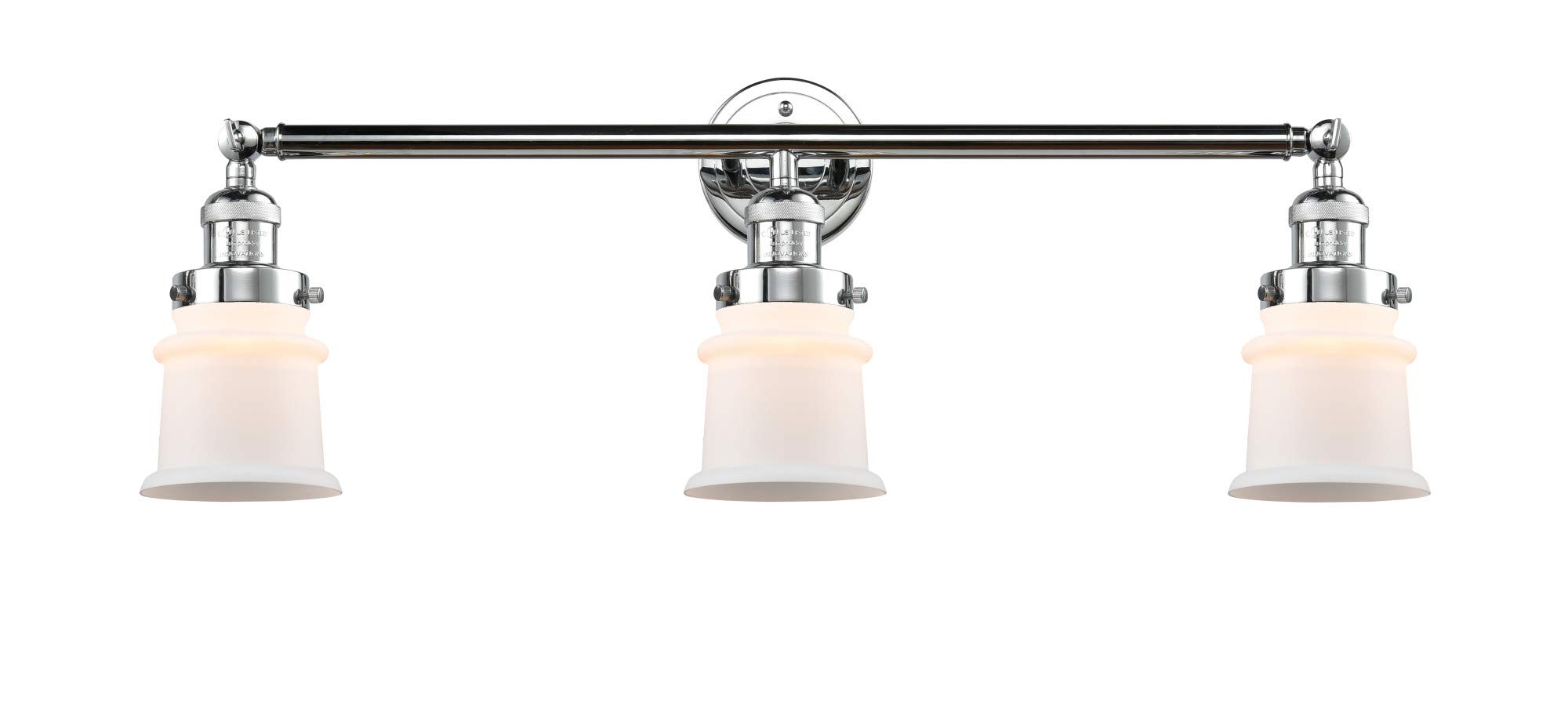 Franklin Restoration Collection 205-PC-S-G181S European Style 3-Light Bathroom Vanity Light in Chrome Finish - Perfect for Modern and Classic Bathroom Decor