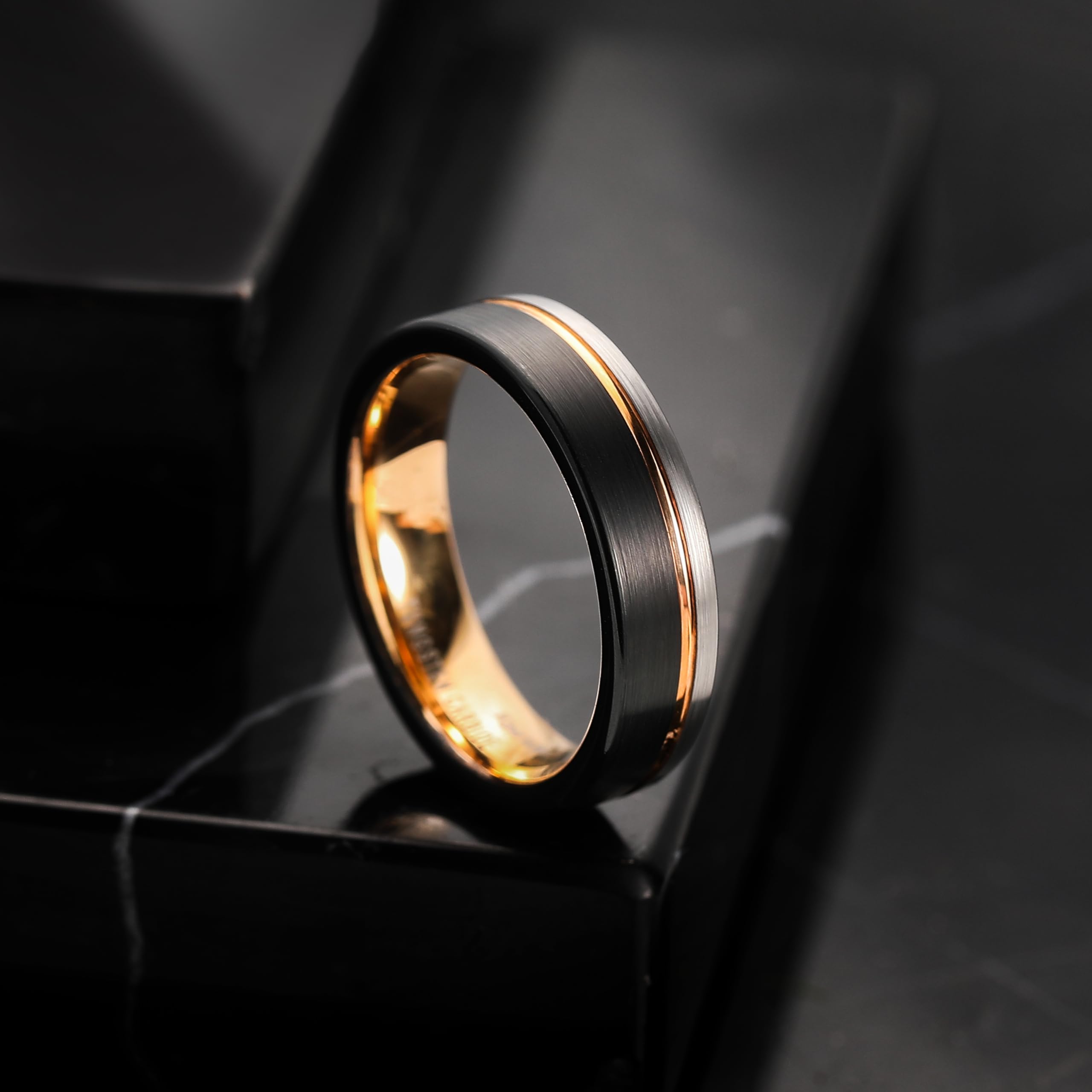 King Will LOOP Mens & Women Tungsten Carbide Wedding Band Ring - 6mm/8mm Comfort Fit, Black/Silver/Blue/Brushed Gold, Groove Design - Perfect for Anniversaries, Engagements & Everyday Wear