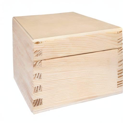 Unfinished Wooden Storage Box with Lid - 9.44 x 4.44 x 2.83 Inches Plain Rectangular Craft Box - Jewelry Organizer & Small Item Holder for Office, Bedroom, and Craft Room Storage Solutions