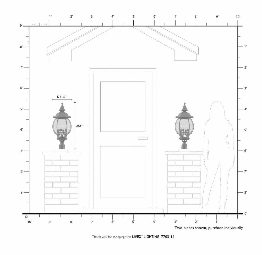 Livex Lighting 7703-14 Black Outdoor Post Top Lantern - 11.5
