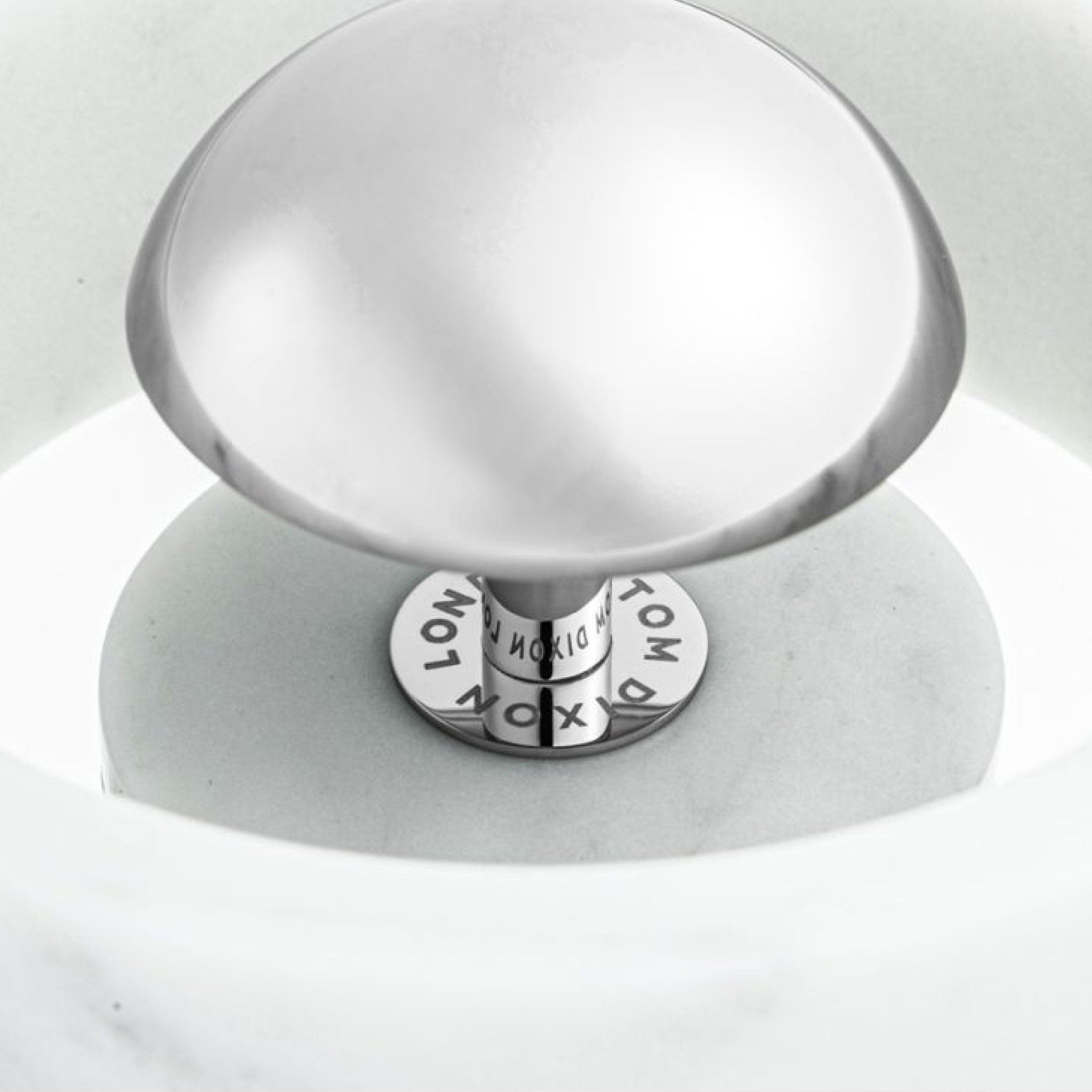 TOM DIXON Stone Portable Lamp - White Marble & Chrome Finish | Rechargeable LED Table Light for Home, Office & Outdoor Use