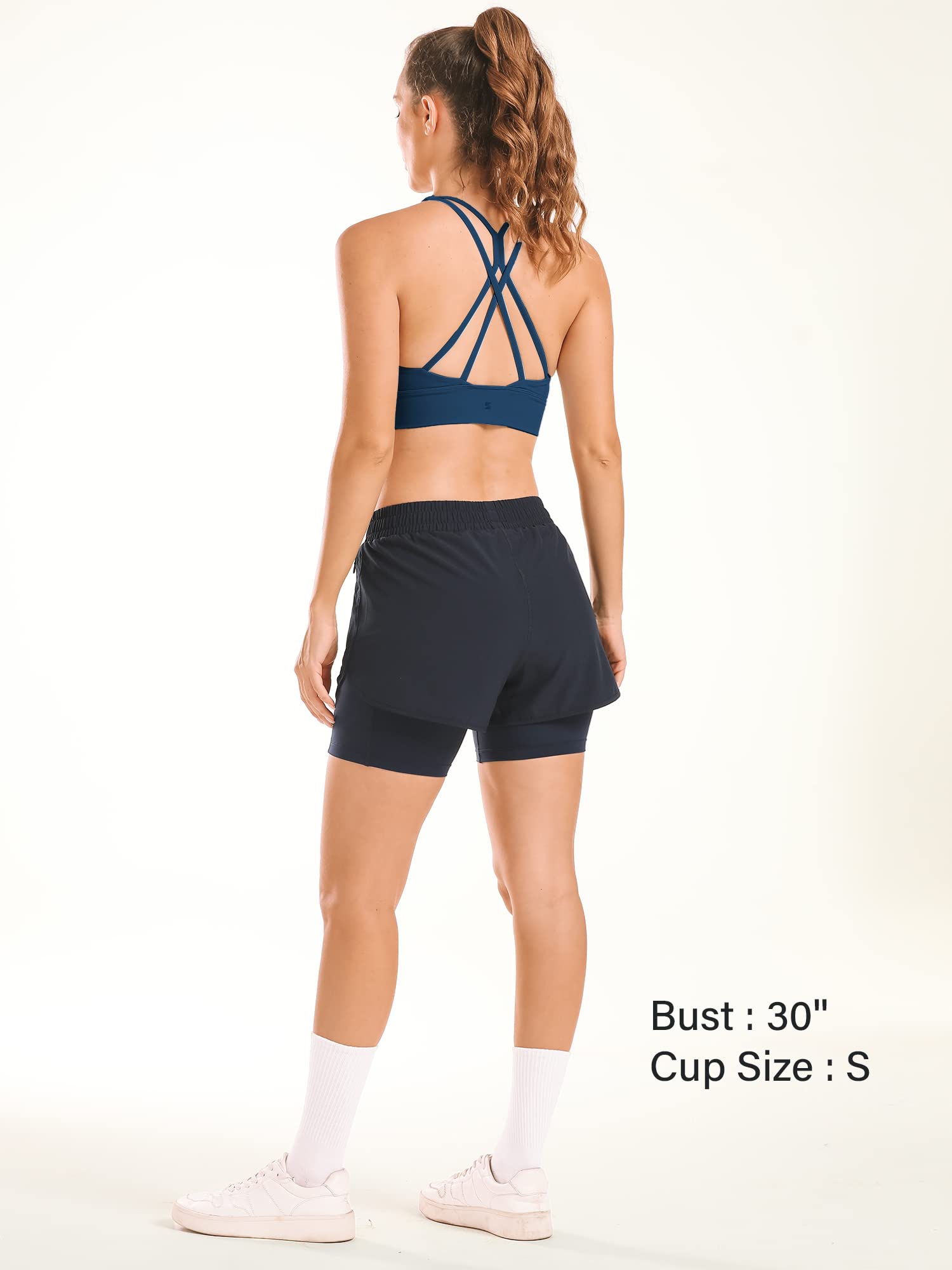 Stelle Women's Strappy Sports Bra - Full Coverage Criss Cross Back Yoga Bra with Padded Support for Workout, Running & Gym - Comfortable High Impact Activewear for Fitness & Yoga