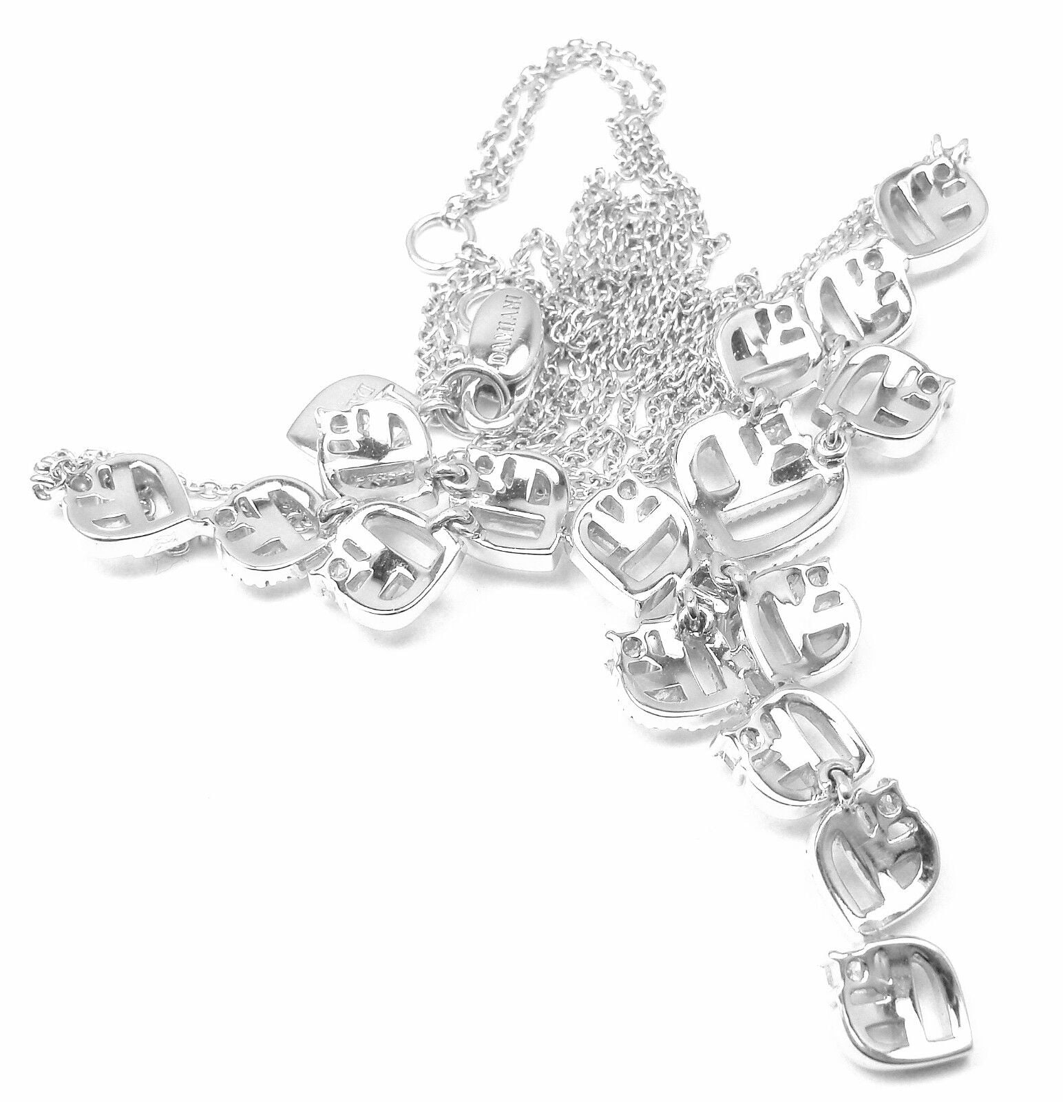 Authentic Damiani 18k White Gold Diamond Drop Necklace for Women | Elegant Pendant Jewelry Gift for Anniversary, Wedding & Special Occasions