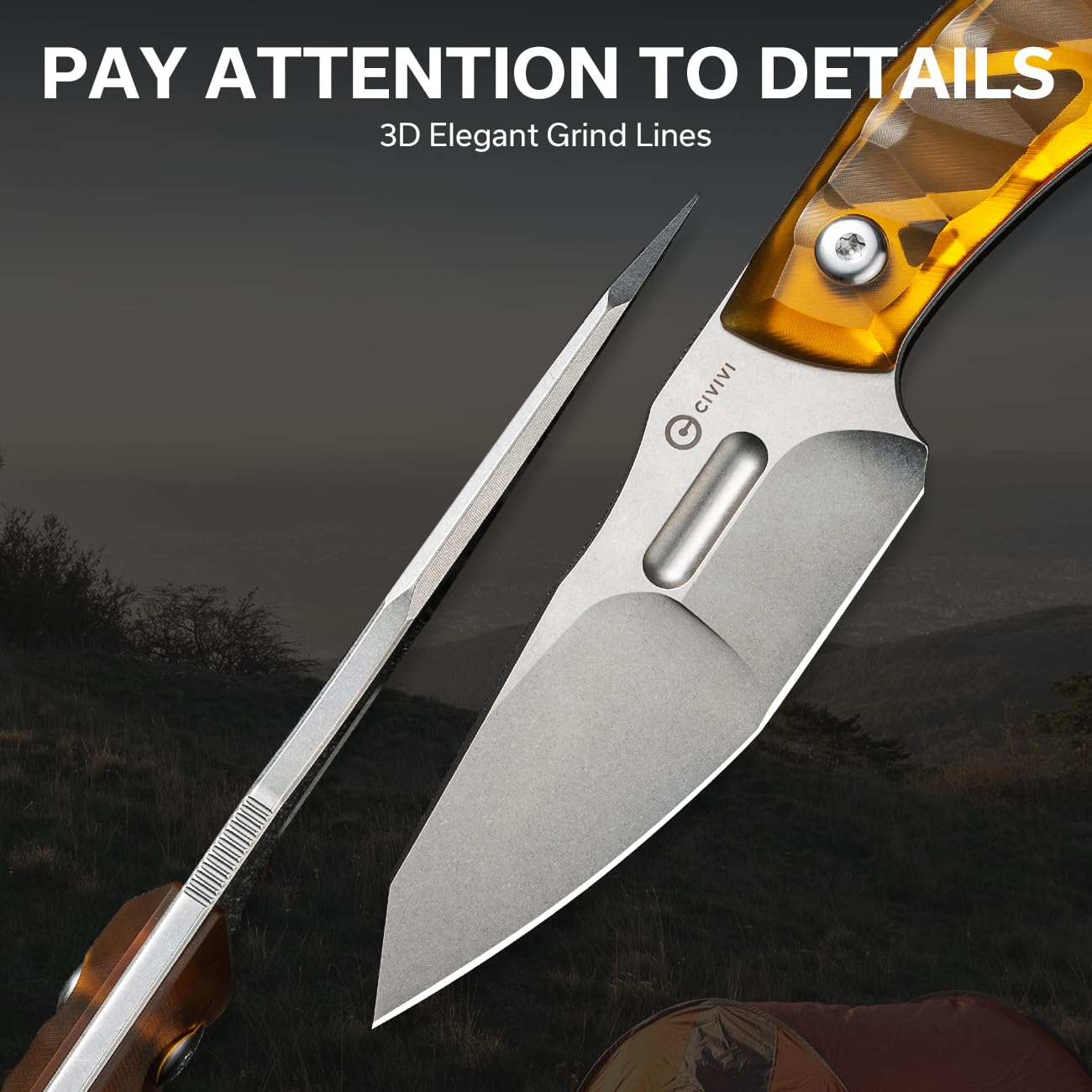 CIVIVI EDC Fixed Blade Knife with Kydex Sheath - 4.15
