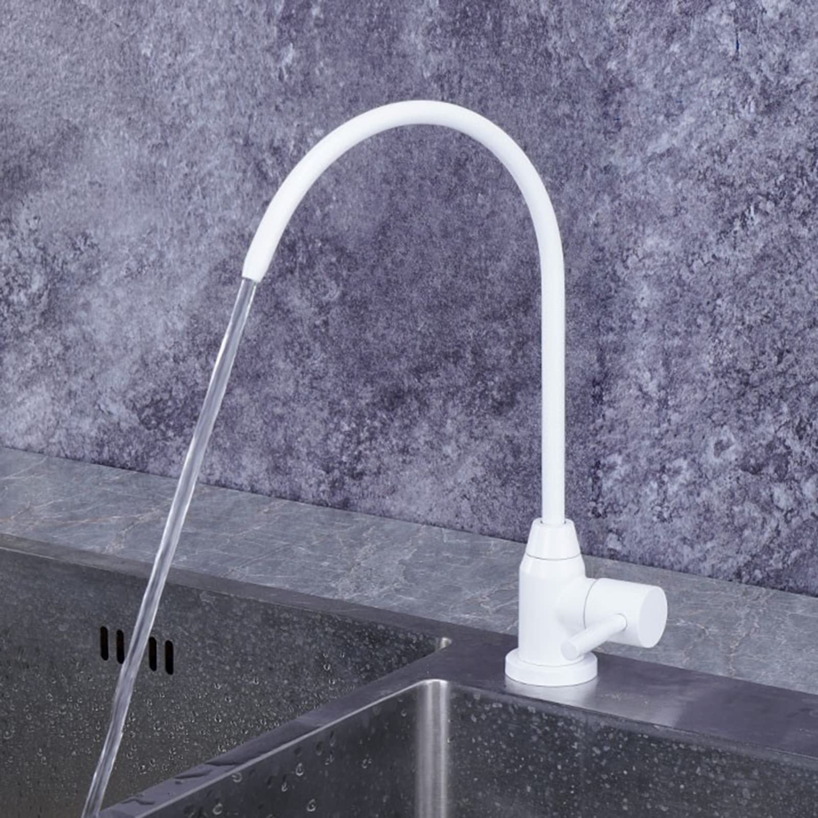 Stainless Steel Single Hole Kitchen Faucet - Cold Water Swivel Spout for Sink