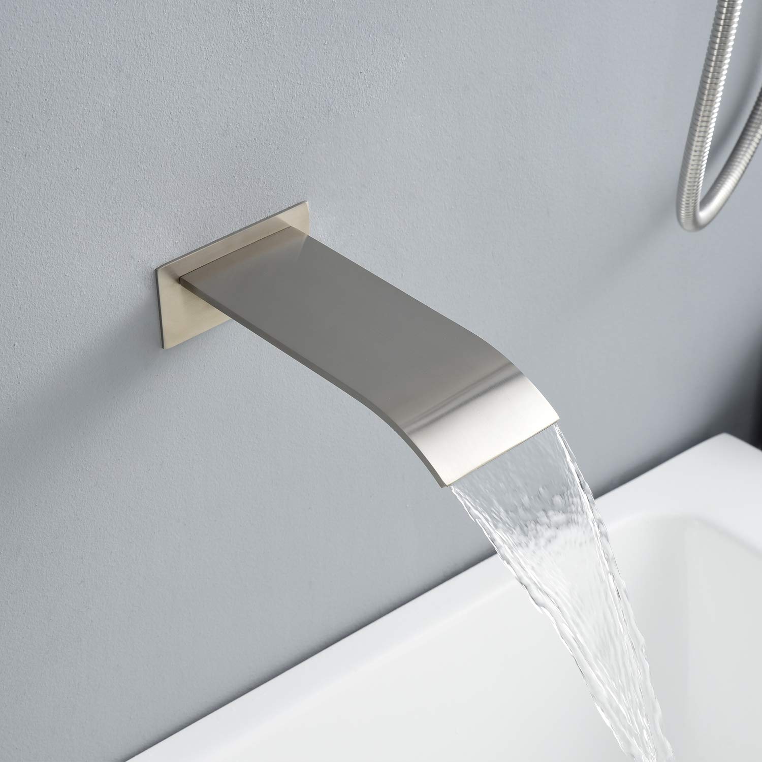 SUMERAIN Brushed Nickel Pressure Balanced Shower System with Waterfall Tub Spout - Modern Bathroom Faucet for Tub and Shower Combo | Perfect for Spa-Like Bathroom Renovation and Luxury Home Upgrade