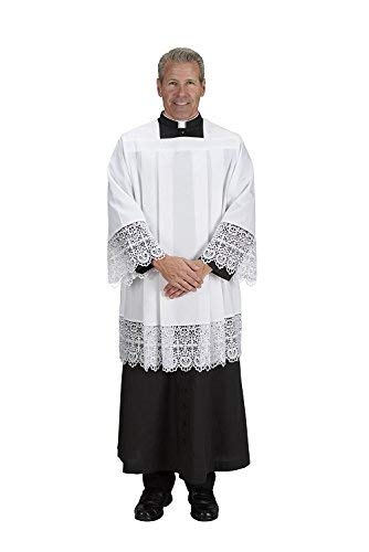 Christian Cross Lace Surplice Top - Elegant Budded Cross Design for Women's Church Apparel | Perfect for Sunday Service, Baptism & Religious Ceremonies