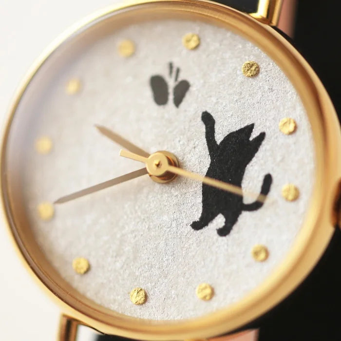 Elegant Japanese Handmade Women's Wristwatch - Cat & Butterfly Design - Perfect for Casual Wear, Office & Special Occasions