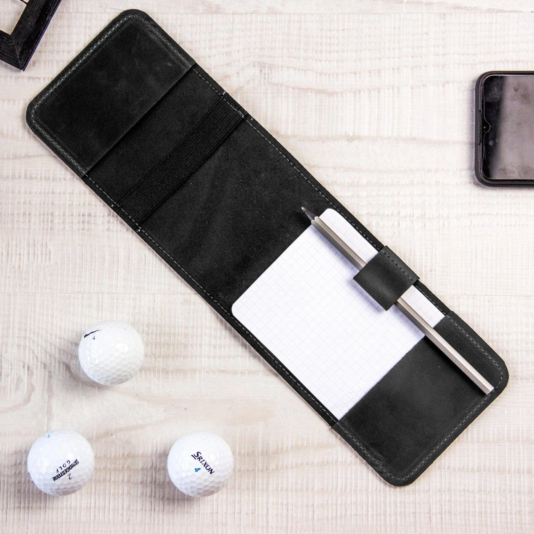 Premium Leather Golf Scorecard Holder with Pencil Loop - Waterproof & Durable for Golf Tournaments, Practice Rounds & Outdoor Sports