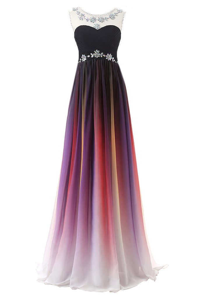 Sarahbridal Women's Long Chiffon Prom Dresses Formal Evening Ball Gowns Gradient Color - Elegant Homecoming, Wedding Guest & Special Occasion Party Dresses