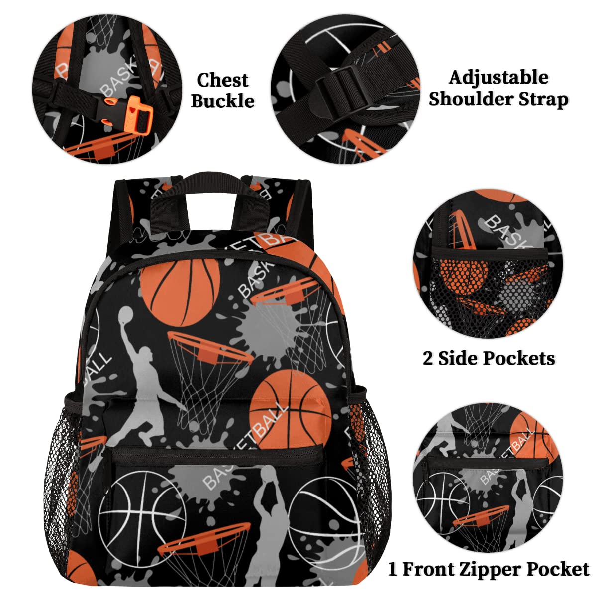 OSAM SPACE Basketball Backpack for Boys & Kids - 12 Inch Small Sports Backpack with Chest Strap - Perfect for School, Gym & Basketball Practice