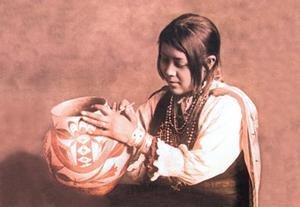 Isleta Pottery Maker Fine Art Canvas Print - 20x30 Inches - Handcrafted Native American Wall Decor for Living Room, Bedroom & Office