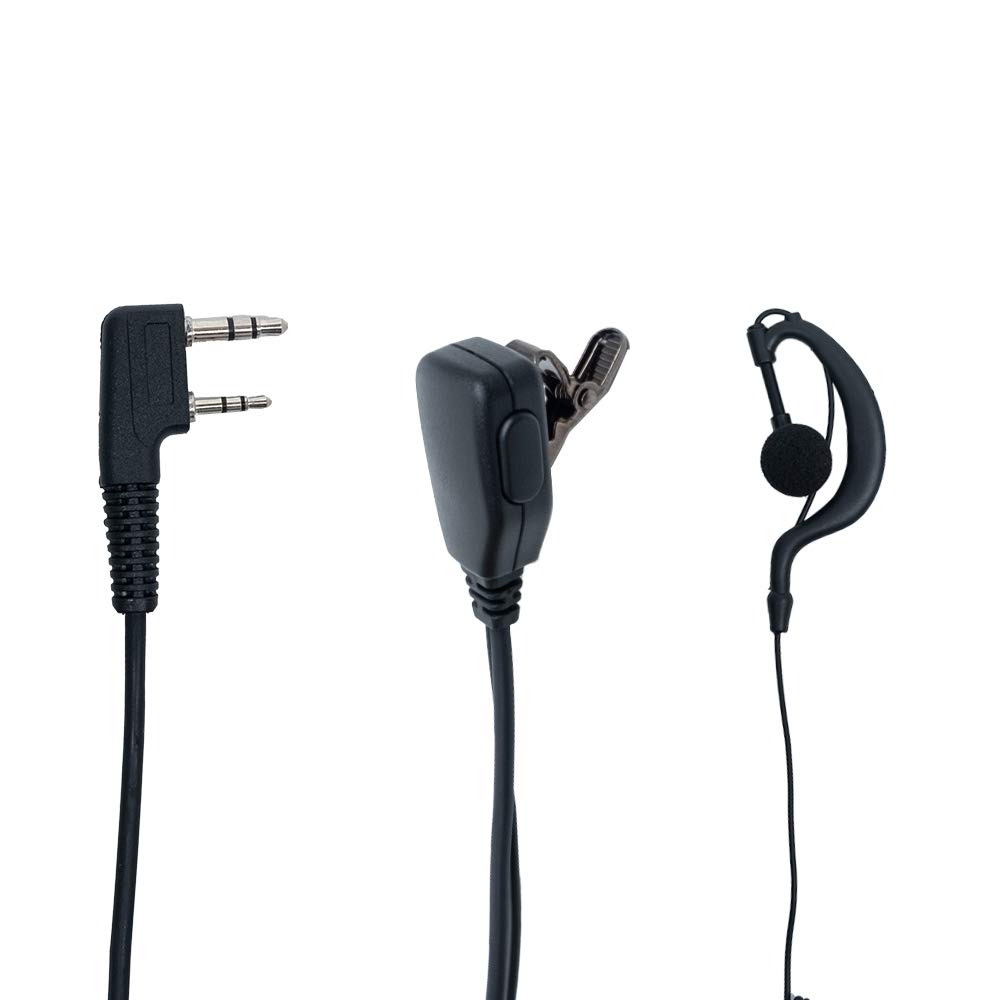 10 Pack Headset for Kenwood Two Way Radio - 2 Pin G Shape Earpiece with Mic & PTT Button - Compatible with Baofeng UV-5R, BF-888S, UV-82 & Kenwood Walkie Talkies - Ideal for Security, Construction & Outdoor Activities
