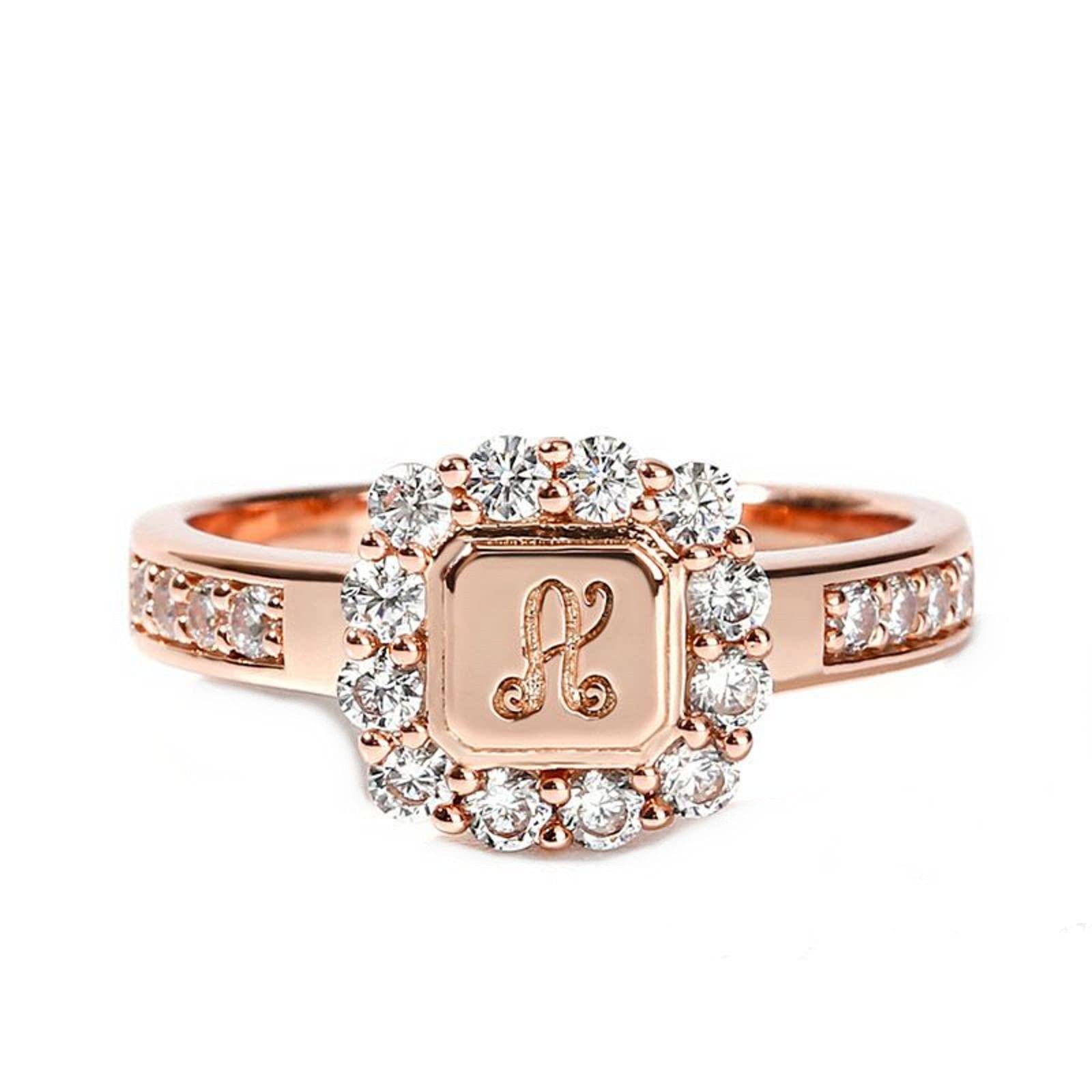 Jeulia Diamond Personalized Custom Rings for Women - Sterling Silver CZ Monogram Ring Band, Wedding, Engagement, Anniversary, Promise Ring Bridal Set - Perfect for Proposals, Bridal Gifts & Special Occasions