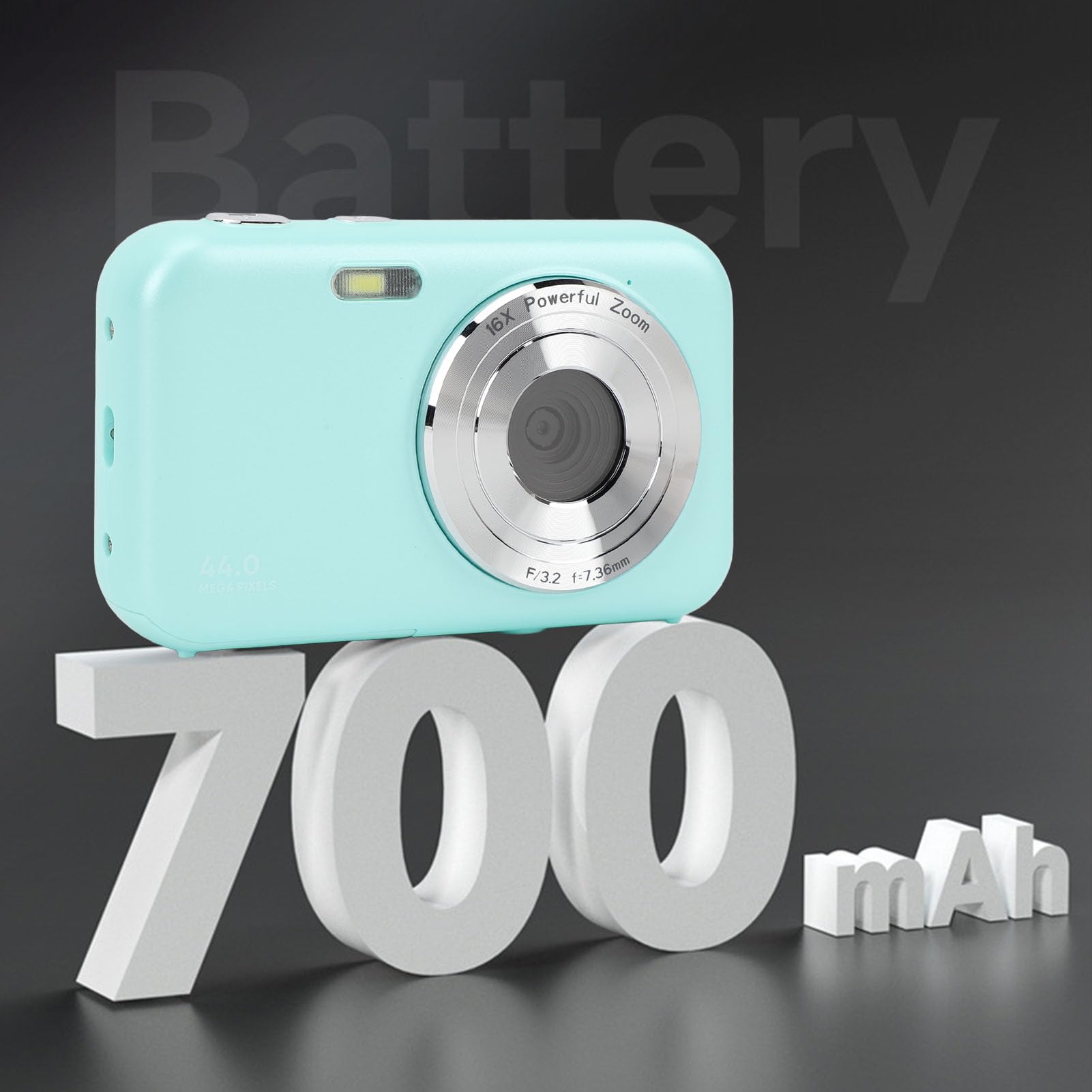 1080P FHD Digital Camera with 16X Zoom, 2.4inch LCD Screen & 44MP - Compact Point and Shoot Camera for Vlogging, Teens, Students & Beginners (Green) - Perfect for Travel, YouTube Videos & Everyday Photography