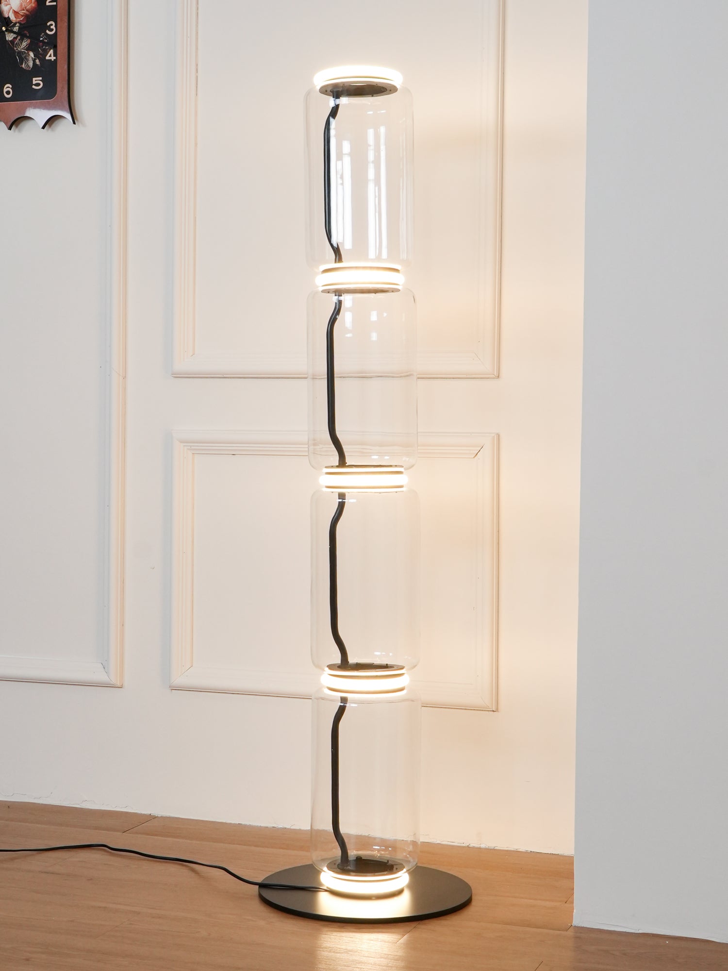 Modern Bamboo Glass Floor Lamp - Elegant Home Decor for Living Room, Bedroom & Office - Soft Ambient Lighting for Relaxation & Reading