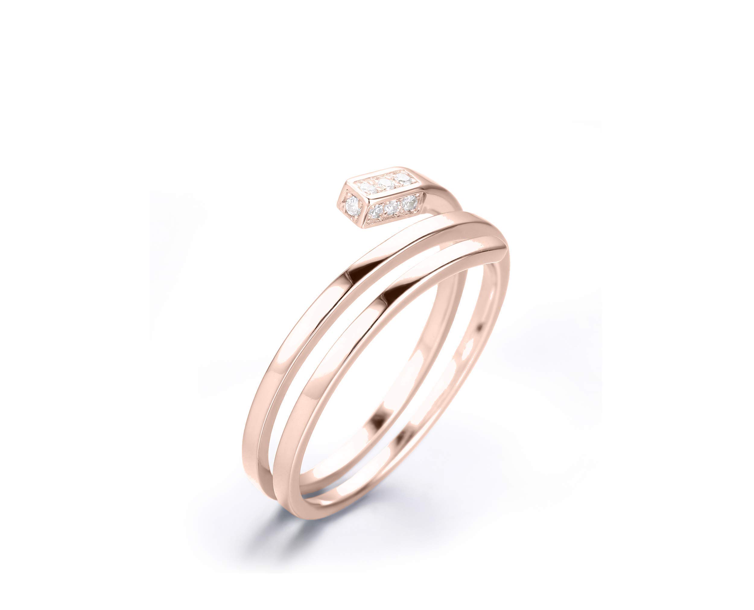 14K Rose Gold Rectangle Engagement Ring with Diamond - Minimalist White Gold Wedding Band - Handmade April Birthstone Promise Ring for Women - Perfect for Proposals, Anniversaries & Special Occasions