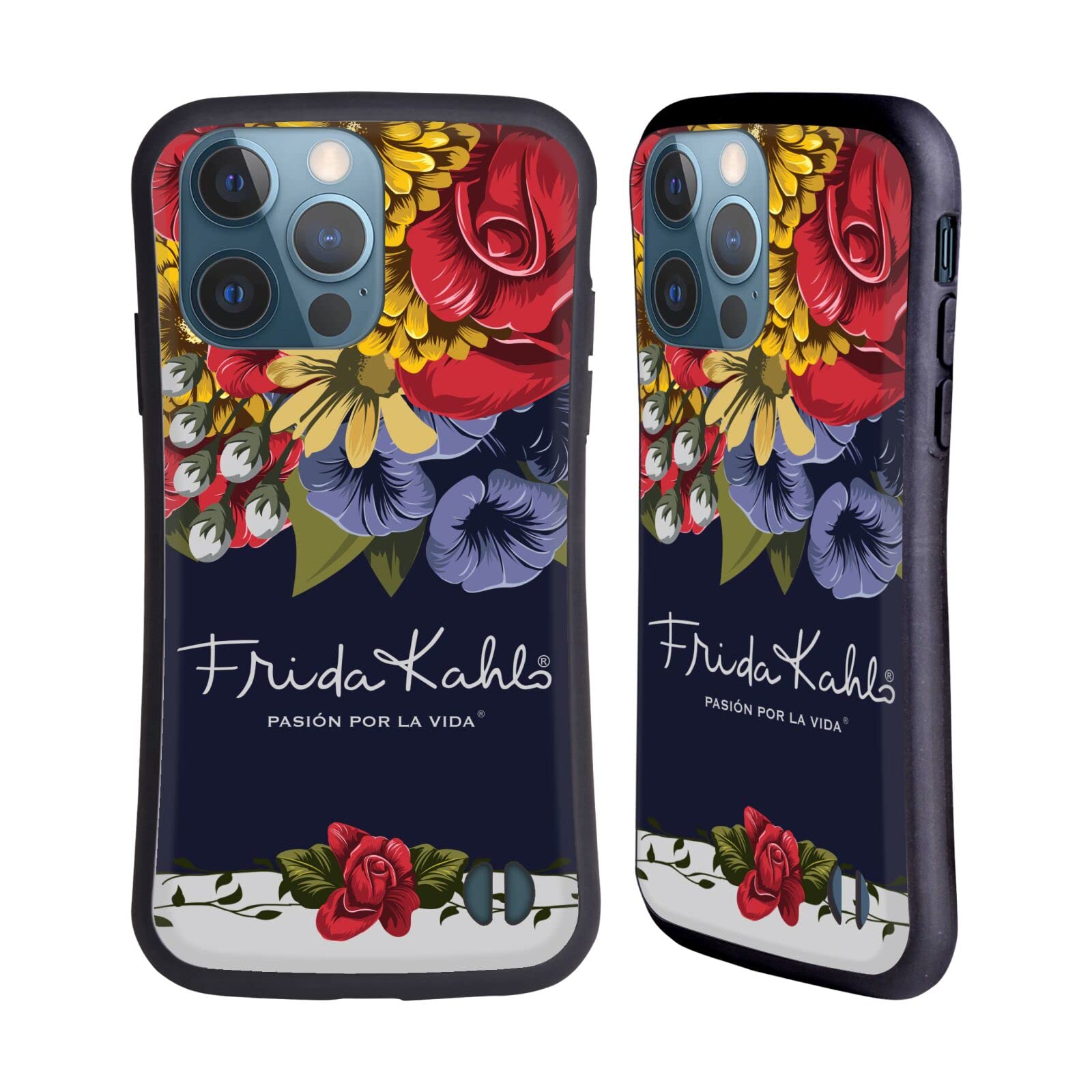 Frida Kahlo Blooms Red Florals iPhone 13 Pro Case - Officially Licensed Hybrid Phone Cover by Head Case Designs - Perfect for Art Lovers & Fashion Accessories