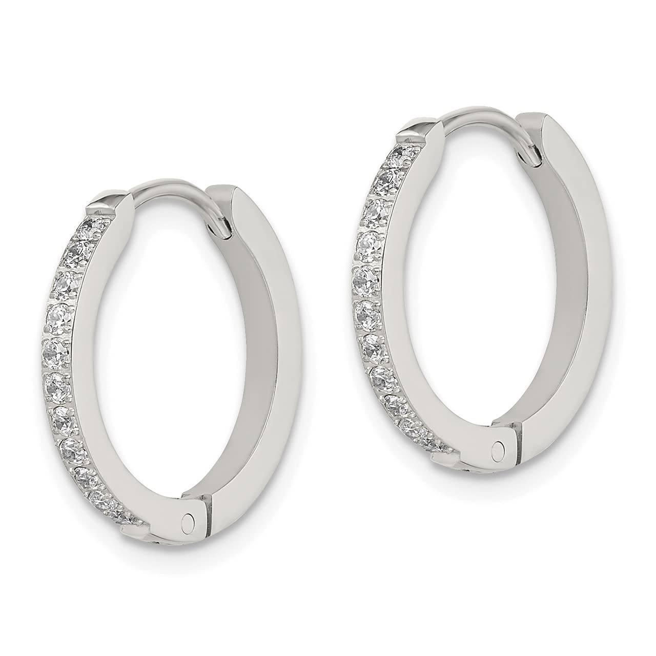 Lex & Lu 2mm Hinged Hoop Earrings with Preciosa Crystals - Stainless Steel Polished Jewelry for Women, Gift for Her, Everyday Wear & Special Occasions