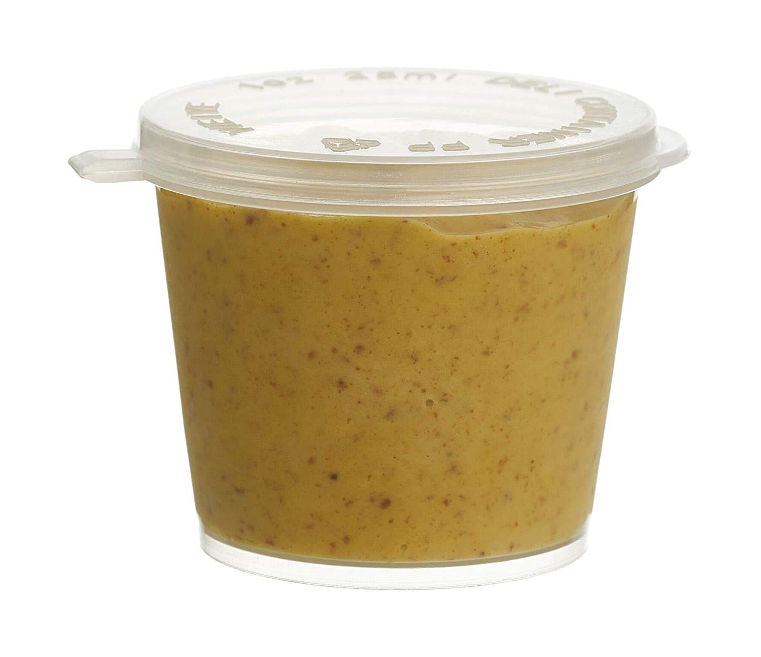 EcoQuality 1 Oz Leak Proof Plastic Condiment Cups with Hinged Lids - 100 Pack Small Souffle Containers for Sauces, Dressings, Slime, Jello Shots, Food Storage & More | Perfect for Restaurants, Catering, Parties & Home Kitchen Use