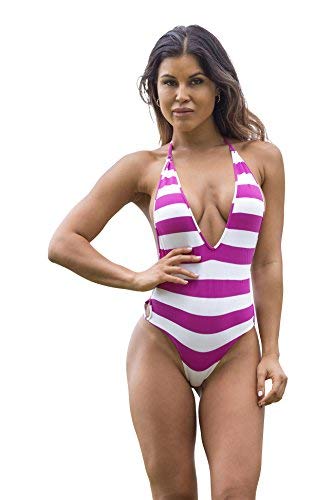 Wicked Weasel Sexy Sailor Stripe One-Piece Swimsuit for Women (Style 811) | High-Quality Bathing Suit for Beach, Pool & Summer Vacations