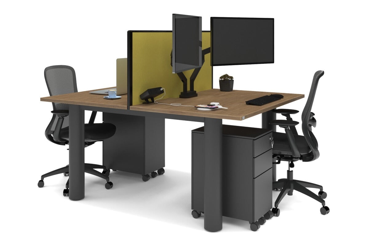 Quadro Cylinder Leg 2-Person Office Workstation Desk - 1600L x 800W with Cable Management Scallop - Perfect for Collaborative Workspaces & Modern Offices