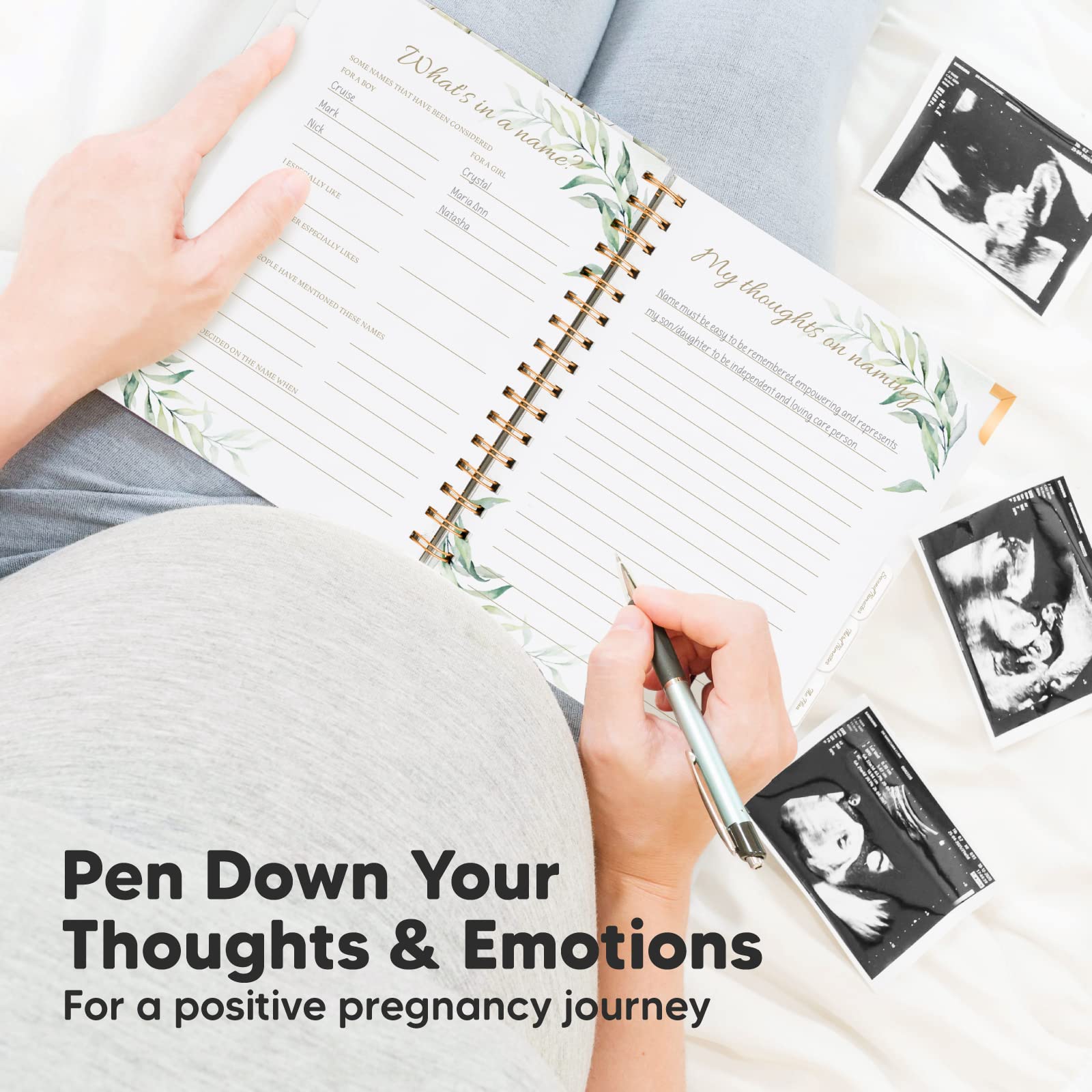 KeaBabies Pregnancy Journal & Sonogram Frames - 90pg Hardcover for Mom Gifts - Baby Shower & Gender Reveal