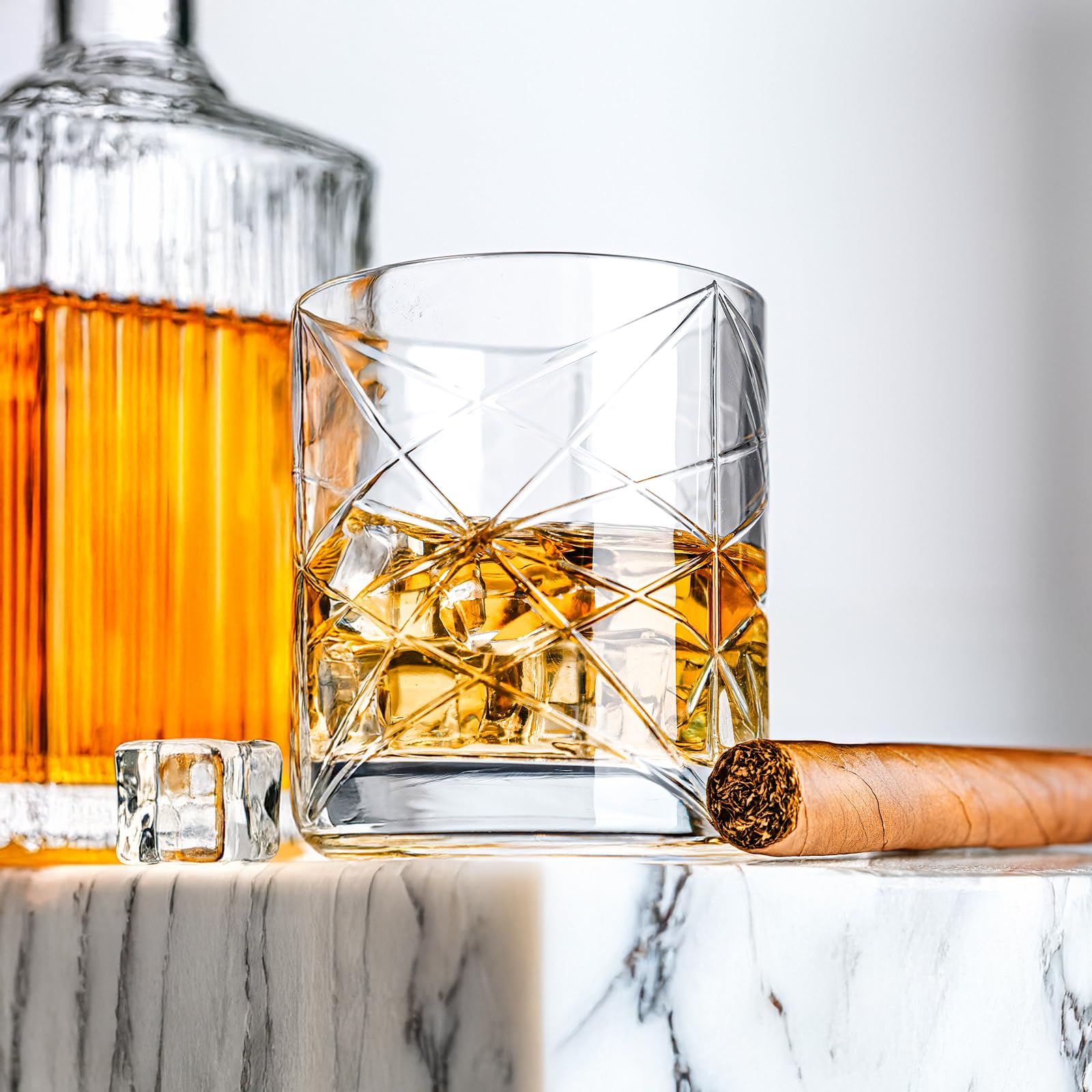 6-Piece 10oz Vintage Cocktail Glasses Set - Whiskey, Bourbon, Water - Perfect for Bar & Gifts