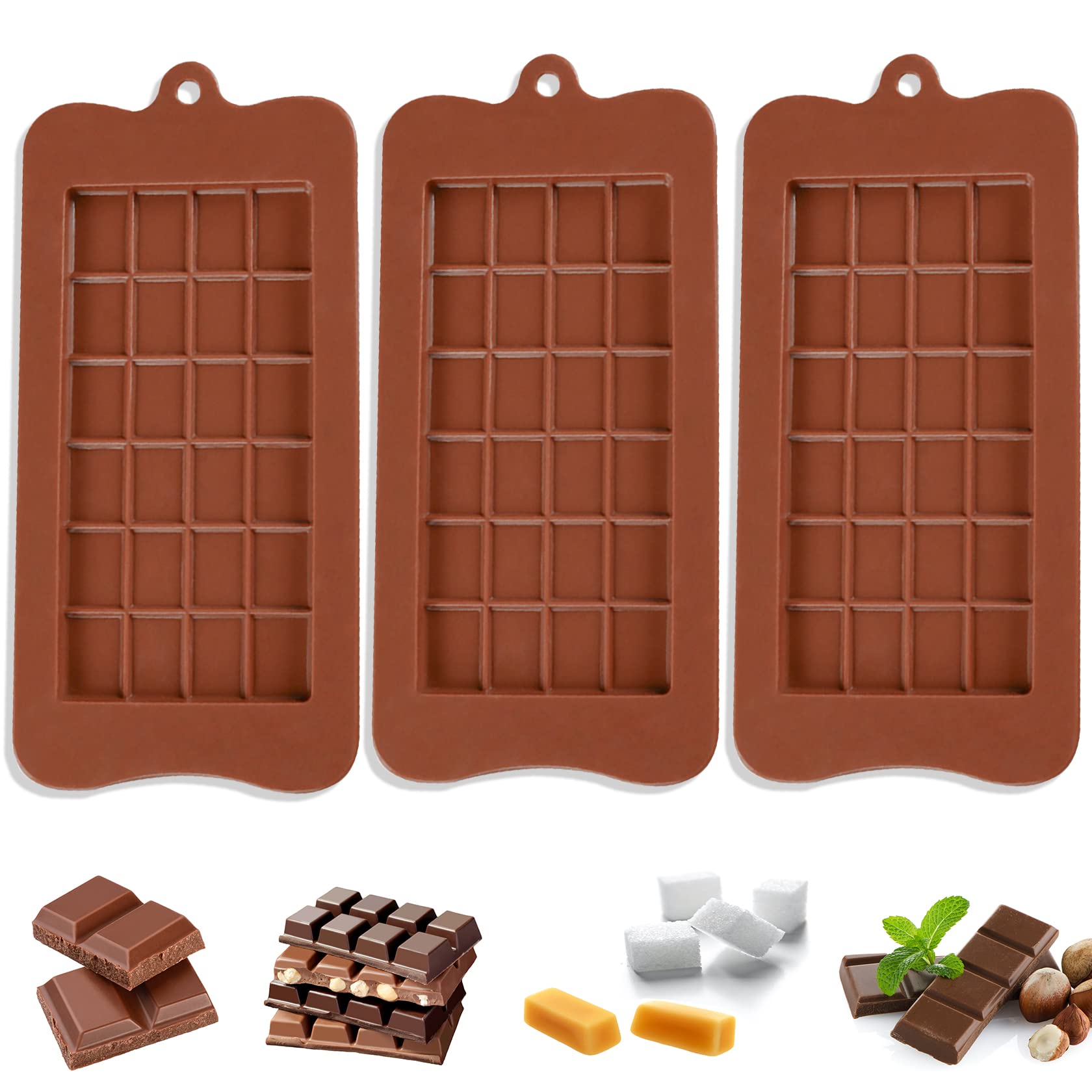 Premium Food-Grade Silicone Chocolate Candy Molds - 3-Pack Non-Stick Baking Molds for Protein Bars, Energy Snacks & Homemade Treats | Perfect for Valentine's Day, Birthday Parties & Holiday Gift Making