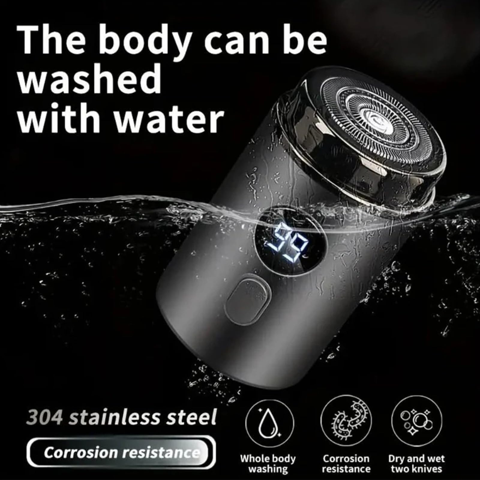 Vishopee Mini Portable Electric Shaver for Men - IPX7 Waterproof, USB Rechargeable, Pocket Size Travel Razor with Washable Design (Gray) - Perfect for Travel, Gym & Daily Grooming