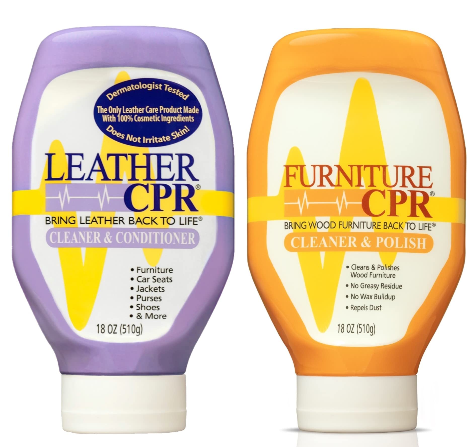Premium Leather CPR Cleaner & Conditioner + Wood Furniture CPR Cleaner & Polish Kit - Restore & Protect Leather Couches, Car Seats & Wood Tables - Complete Home Cleaning Solution for Leather & Wood Care