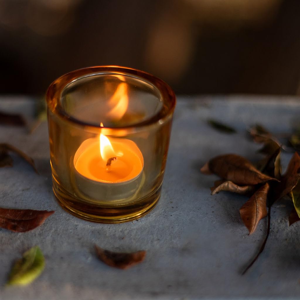 Bluecorn 100% Pure Beeswax Tealight Candles in Metal Cups - Natural Unscented Tea Lights (24-Pack) | Long-Lasting 4-5 Hour Burn | Soy & Paraffin Free | Perfect for Aromatherapy, Relaxation & Home Decor