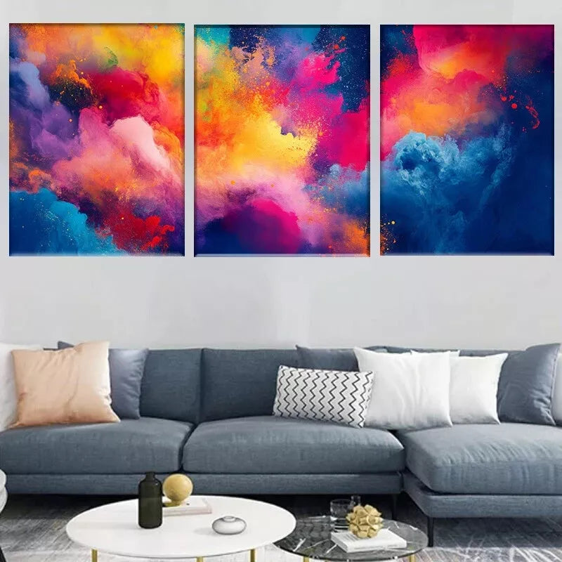3-Piece Modern Abstract Colorful Gradient Wall Art Set - Framed Canvas 50x70cm (20x28in) - High Quality Print - 100% Australian Made - Ready to Hang - Perfect for Living Room, Bedroom & Office Decor