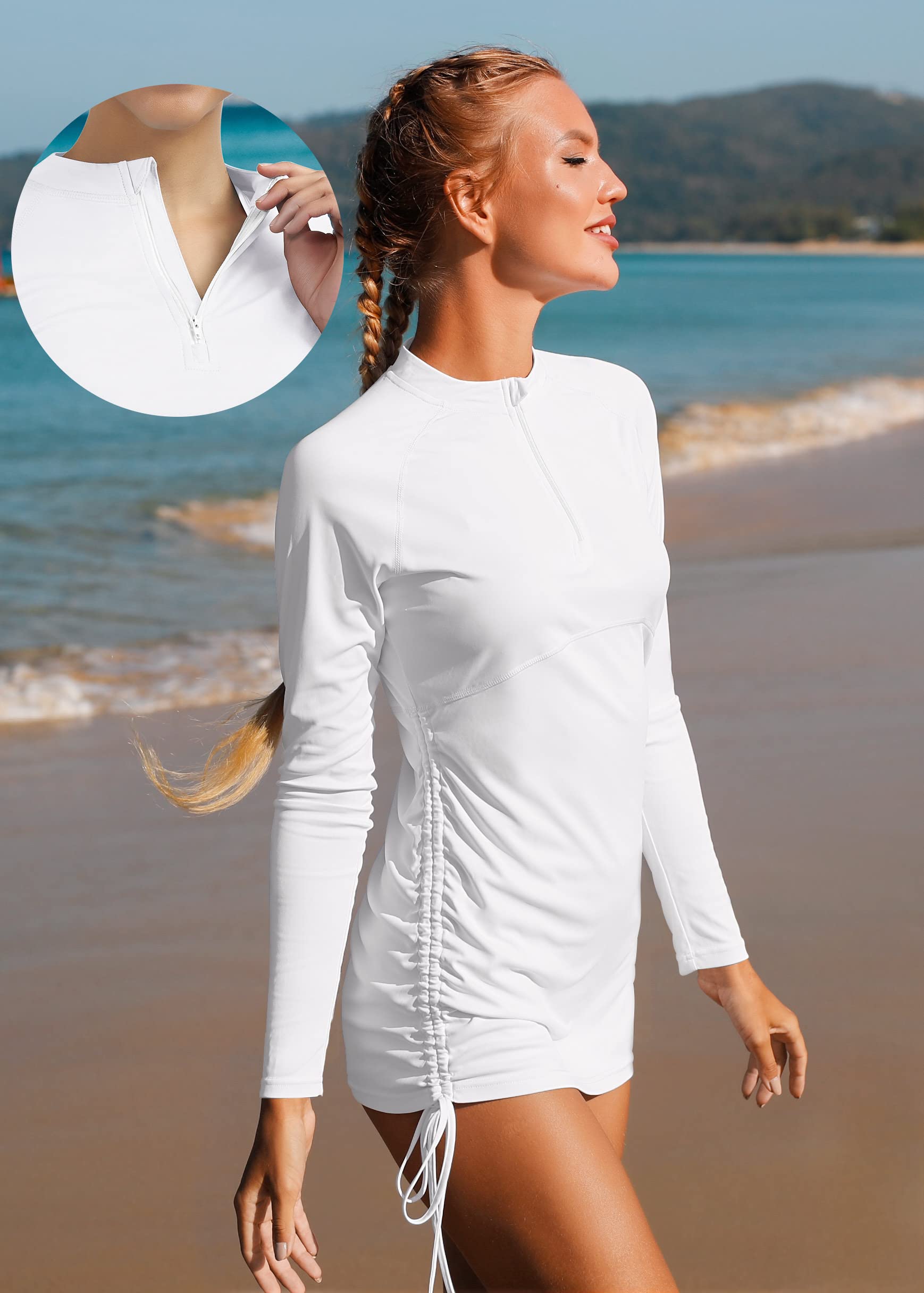 Ewedoos Women's UPF 50+ Sun Protection Rash Guard - Long Sleeve UV Swim Shirt with SPF for Swimming, Surfing & Outdoor Activities