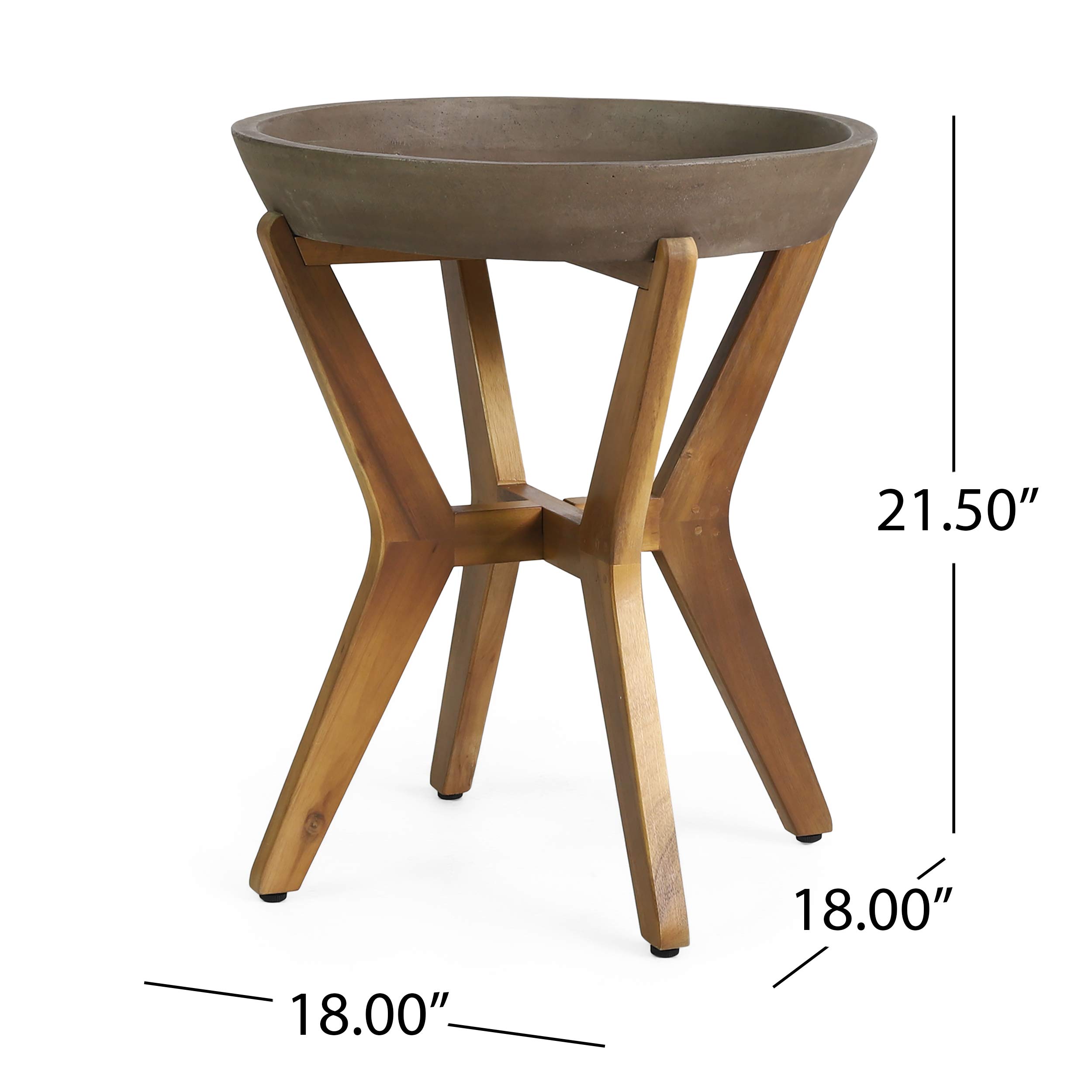 Christopher Knight Home Oprah Outdoor Side Table - Teak & Light Gray Accent Table for Patio, Garden, Poolside or Balcony Decor